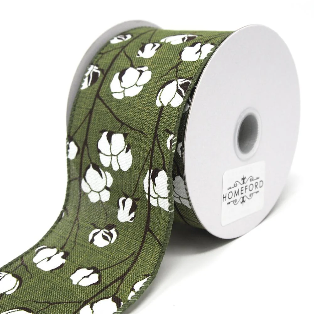 Cotton Boll Stems Linen Ribbon, 10 Yards - Image 8