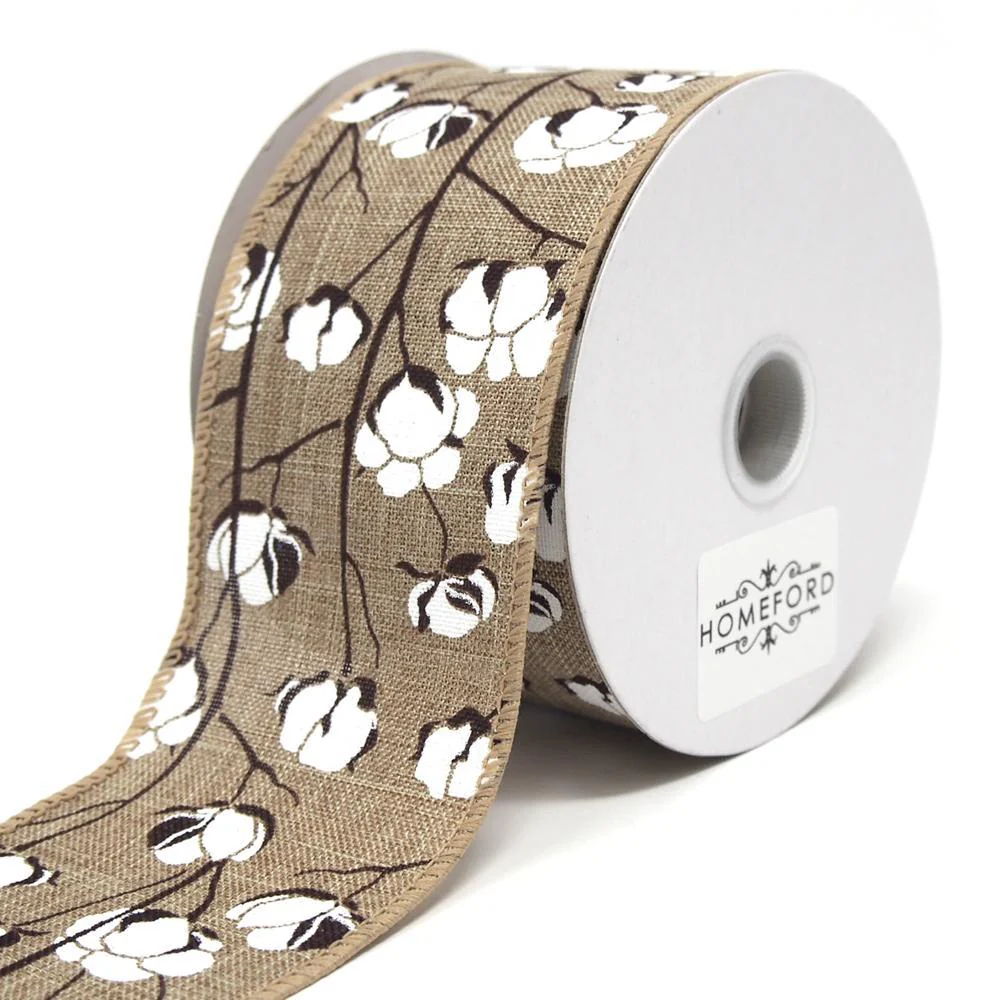 Cotton Boll Stems Linen Ribbon, 10 Yards - Image 9