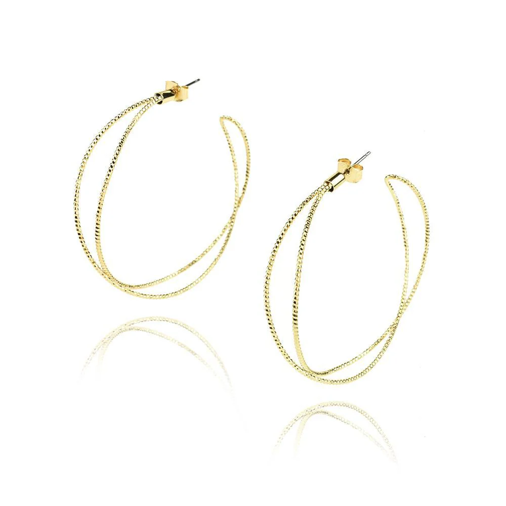 Crossed Hoop Earrings, 2-Inch - Image 2
