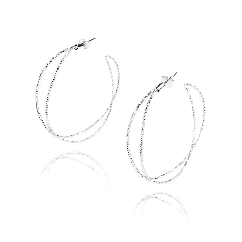 Crossed Hoop Earrings, 2-Inch - Image 3