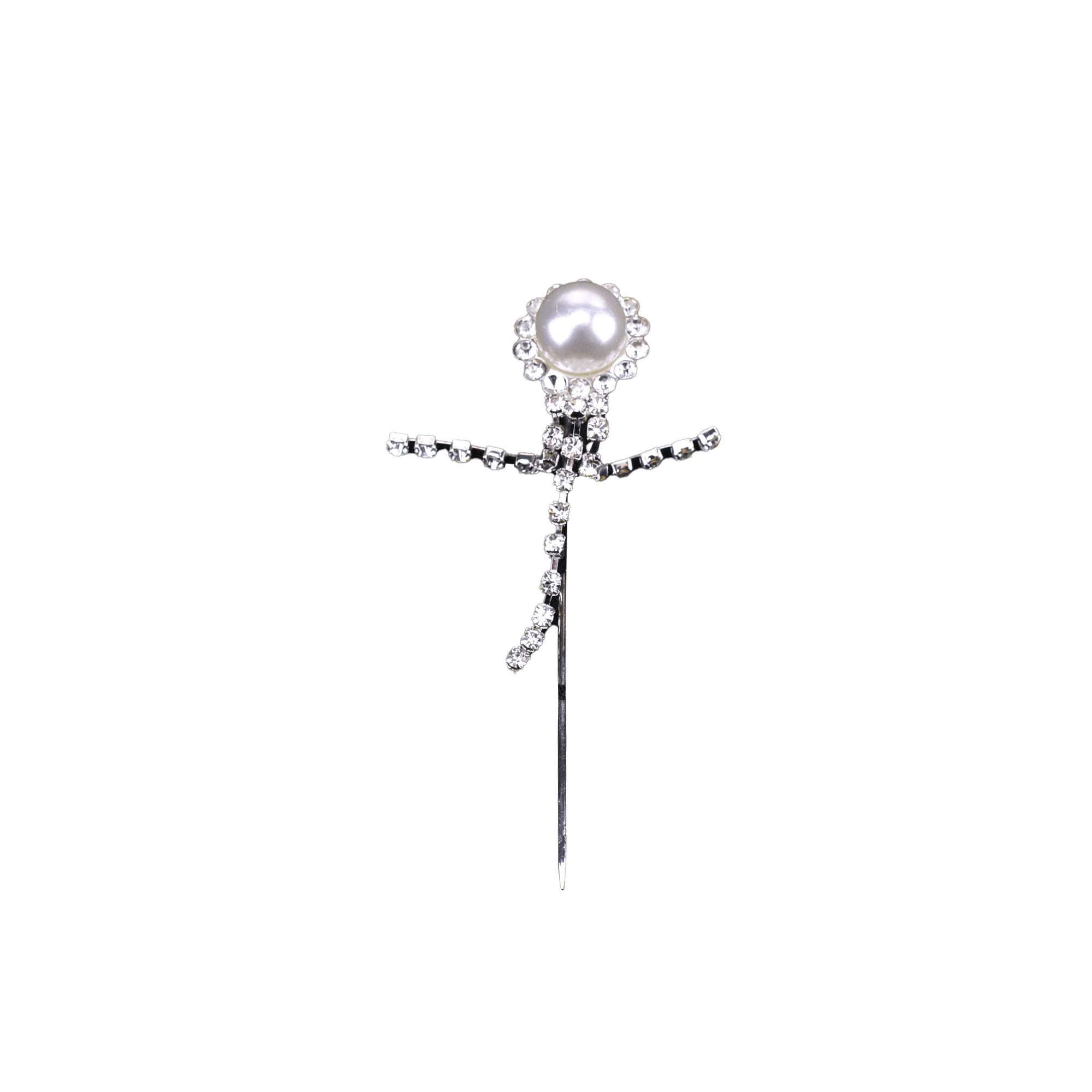 Dangle Rhinestone Pearl Floral Pins, 5/8-Inch, 9-Count - Image 2