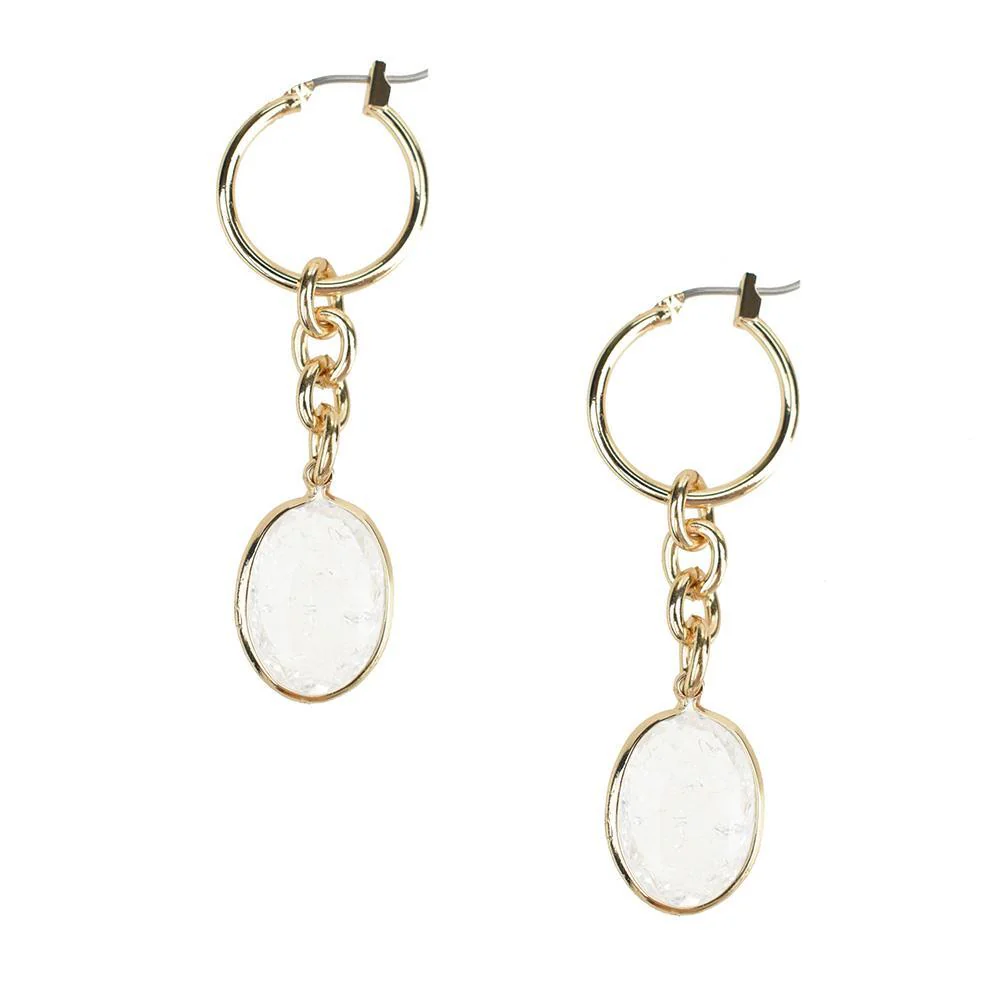Dangling Gemstone Hoop Earring, 2-Inch - Image 2