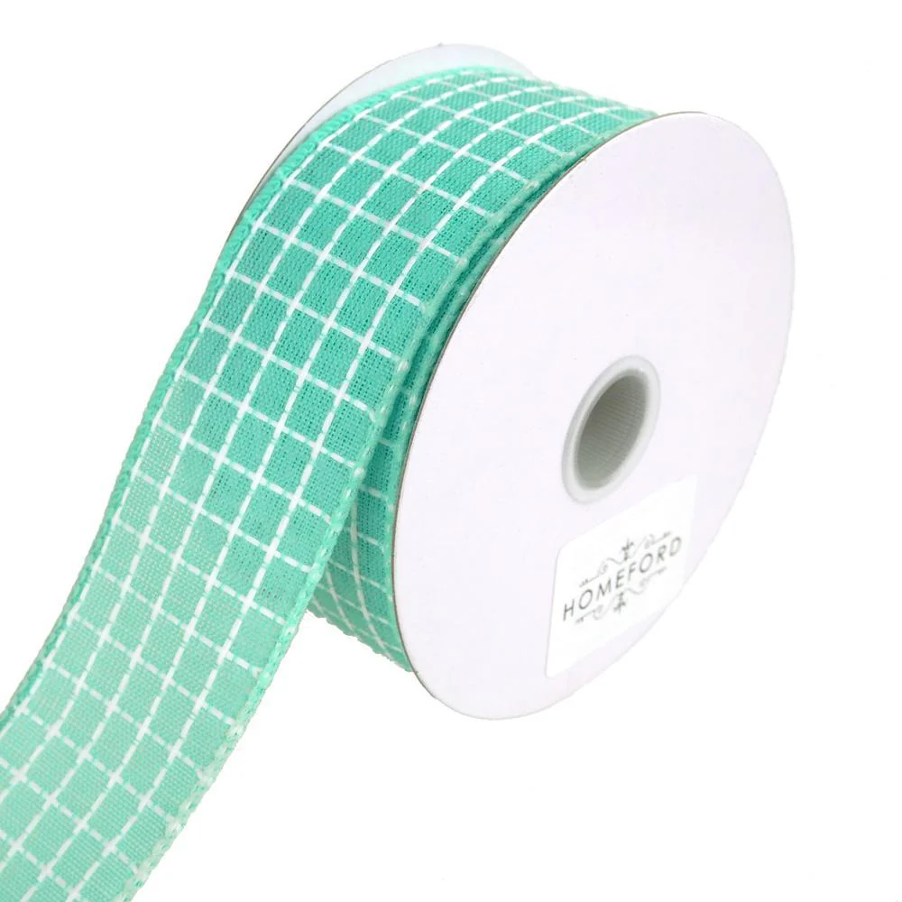 Dash Checkered Plaid Ribbon Wired Edge, 10-Yard - Image 2
