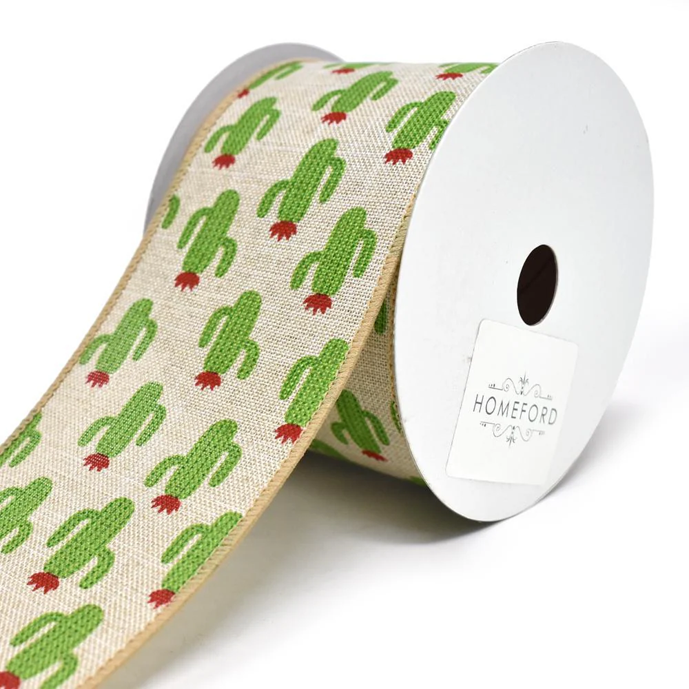 Deco Cactus Wired Linen Ribbon, 2-1/2-Inch, 10-Yard - Image 3