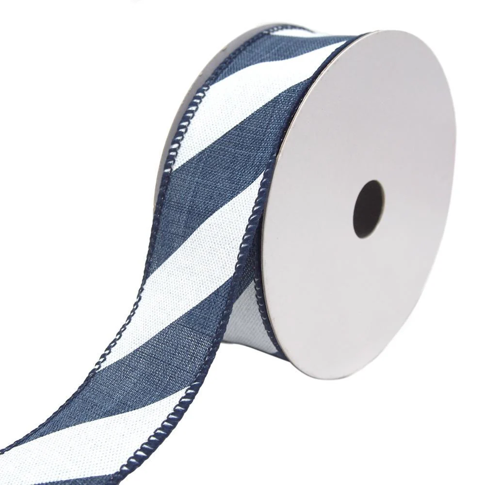 Diagonal Striped Faux Linen Nantucket Ribbon, 1-1/2-Inch, 10-Yards - Image 5