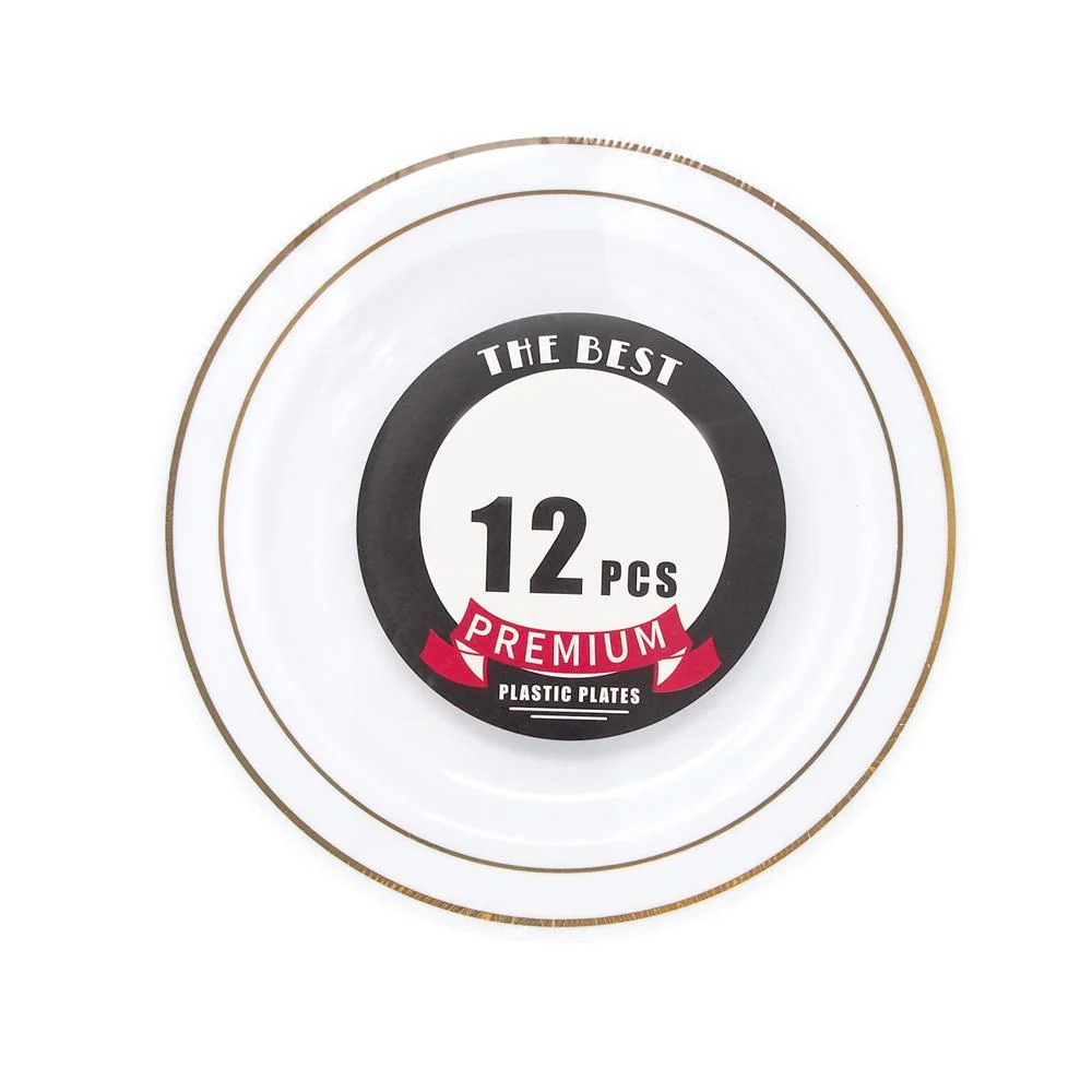 Disposable Deluxe Plastic Plates with Stamping Ring, 7-1/2-Inch, 12-Count - Image 2