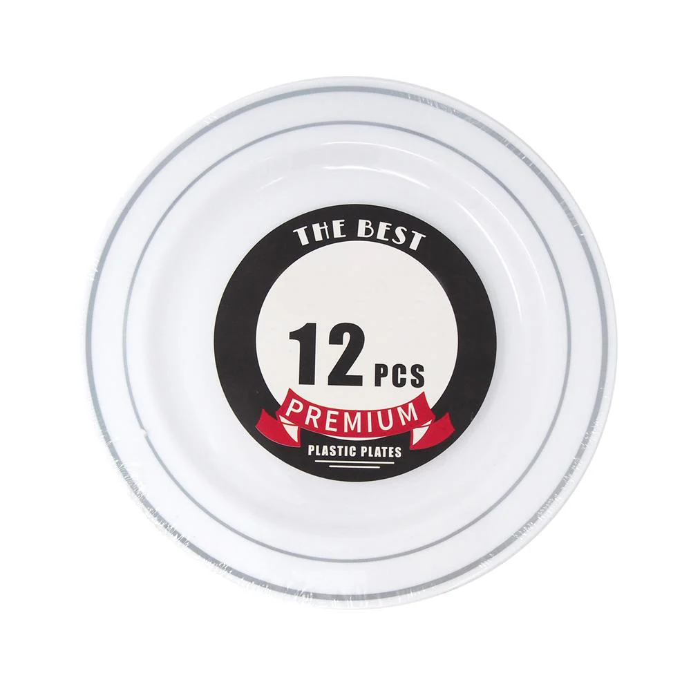 Disposable Deluxe Plastic Plates with Stamping Ring, 7-1/2-Inch, 12-Count - Image 3