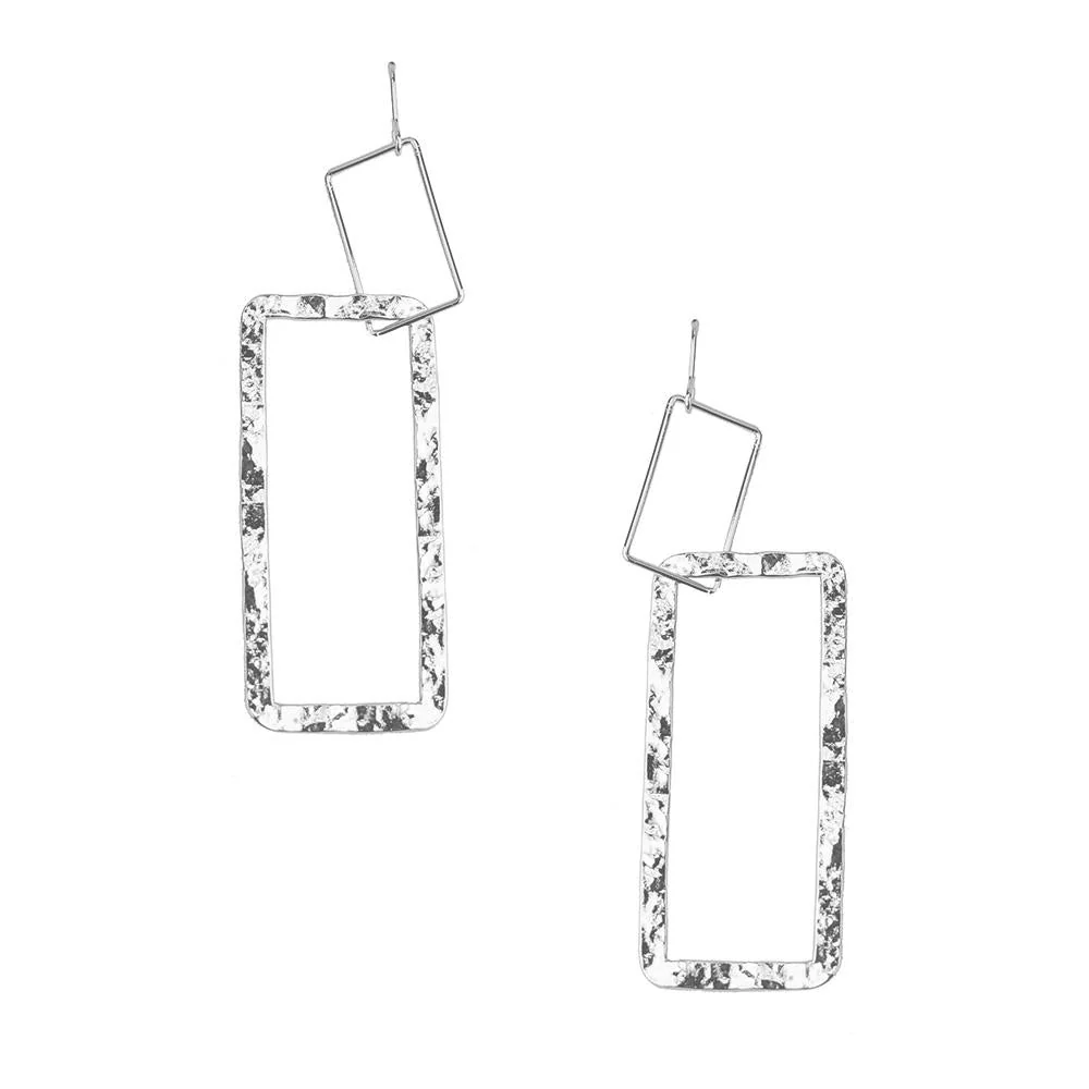 Double Open Rectangle Drop Earrings, 3-Inch - Image 2