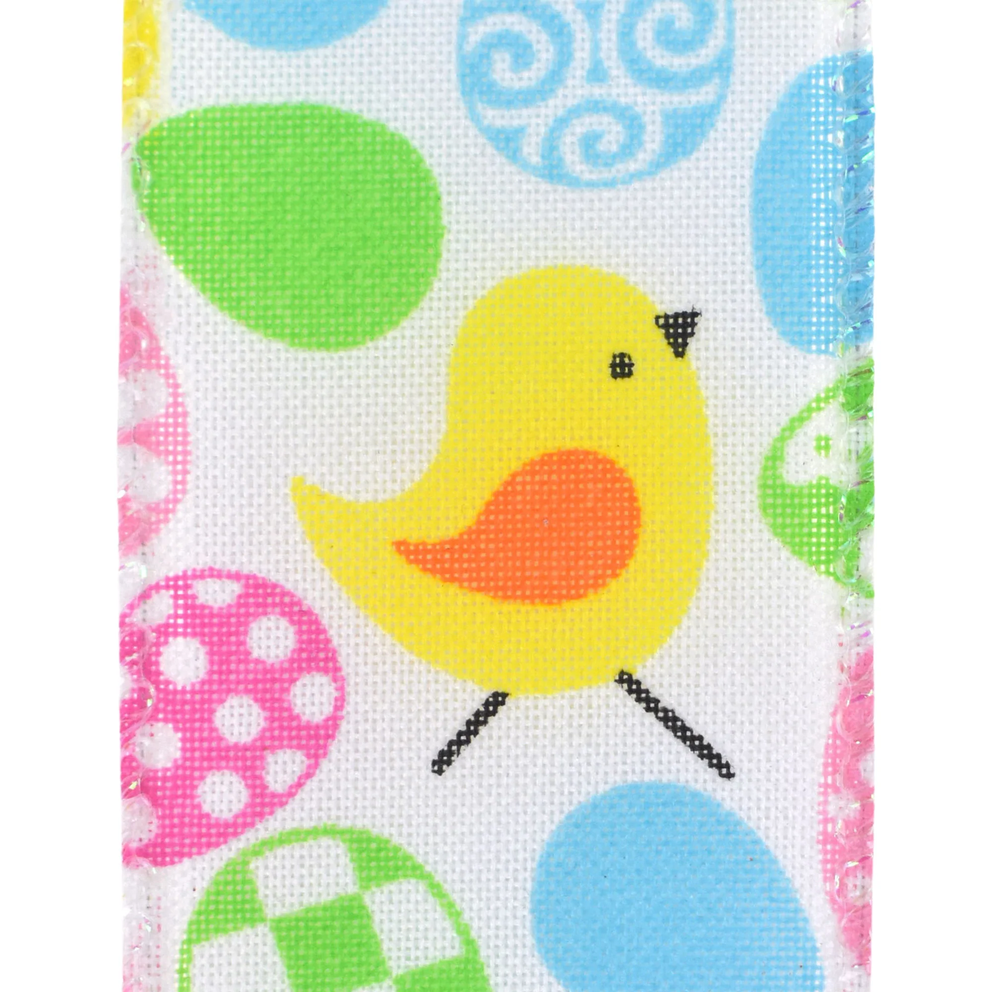 Easter Egg Chicks Faux Linen Wired Ribbon, 1-1/2-inch - Image 3