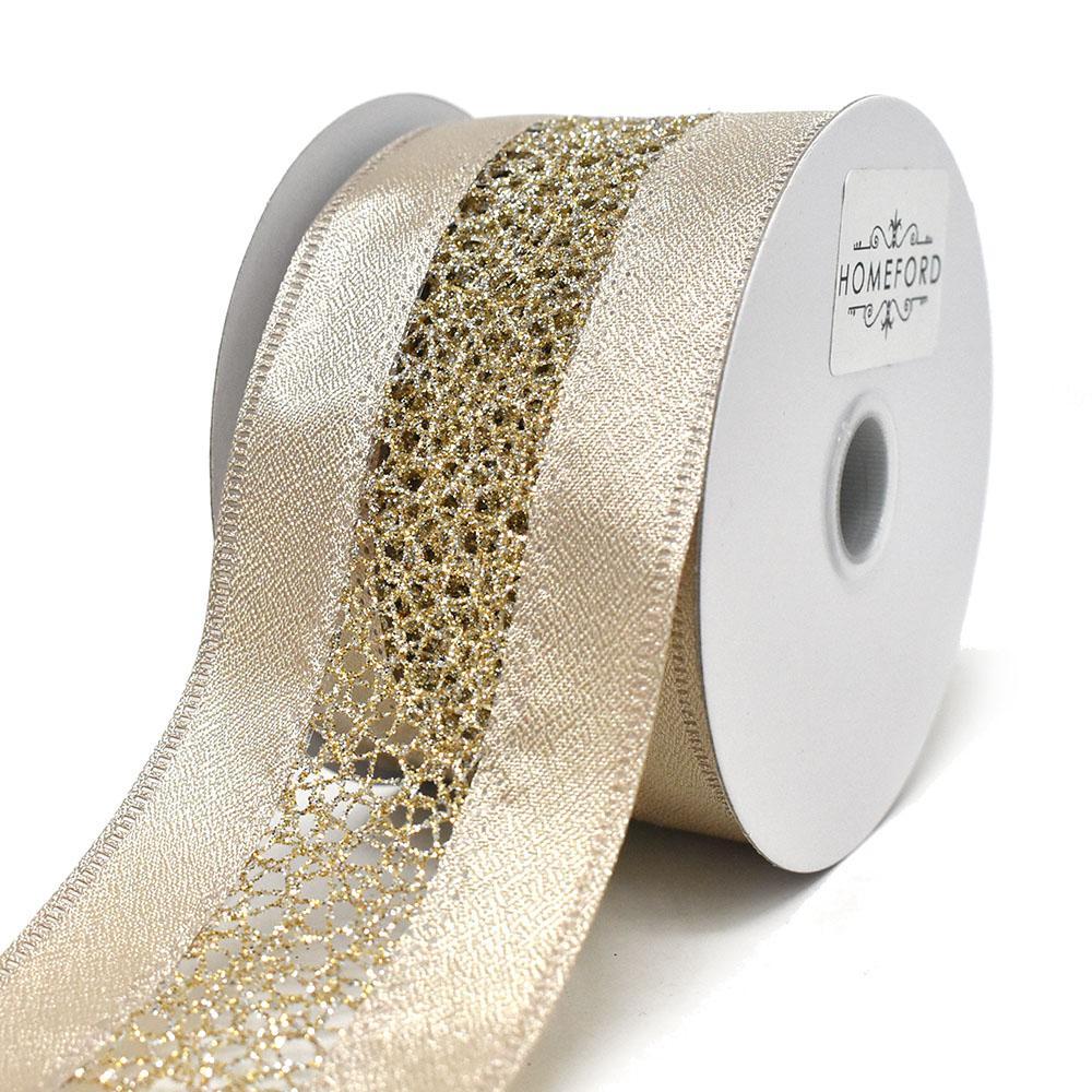 Elegant Satin Ribbon with Glitter Web Center Wired Ribbon, 2-1/2-Inch, 10-Yard - Image 3