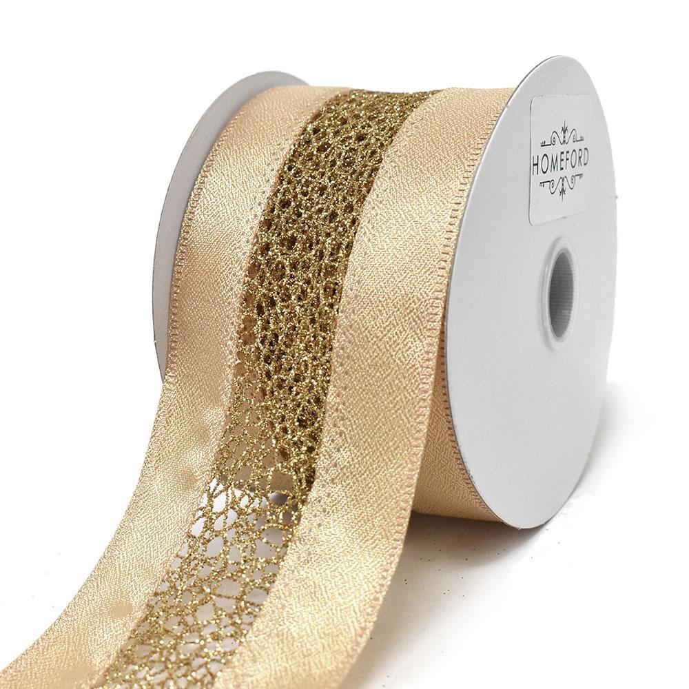 Elegant Satin Ribbon with Glitter Web Center Wired Ribbon, 2-1/2-Inch, 10-Yard - Image 4