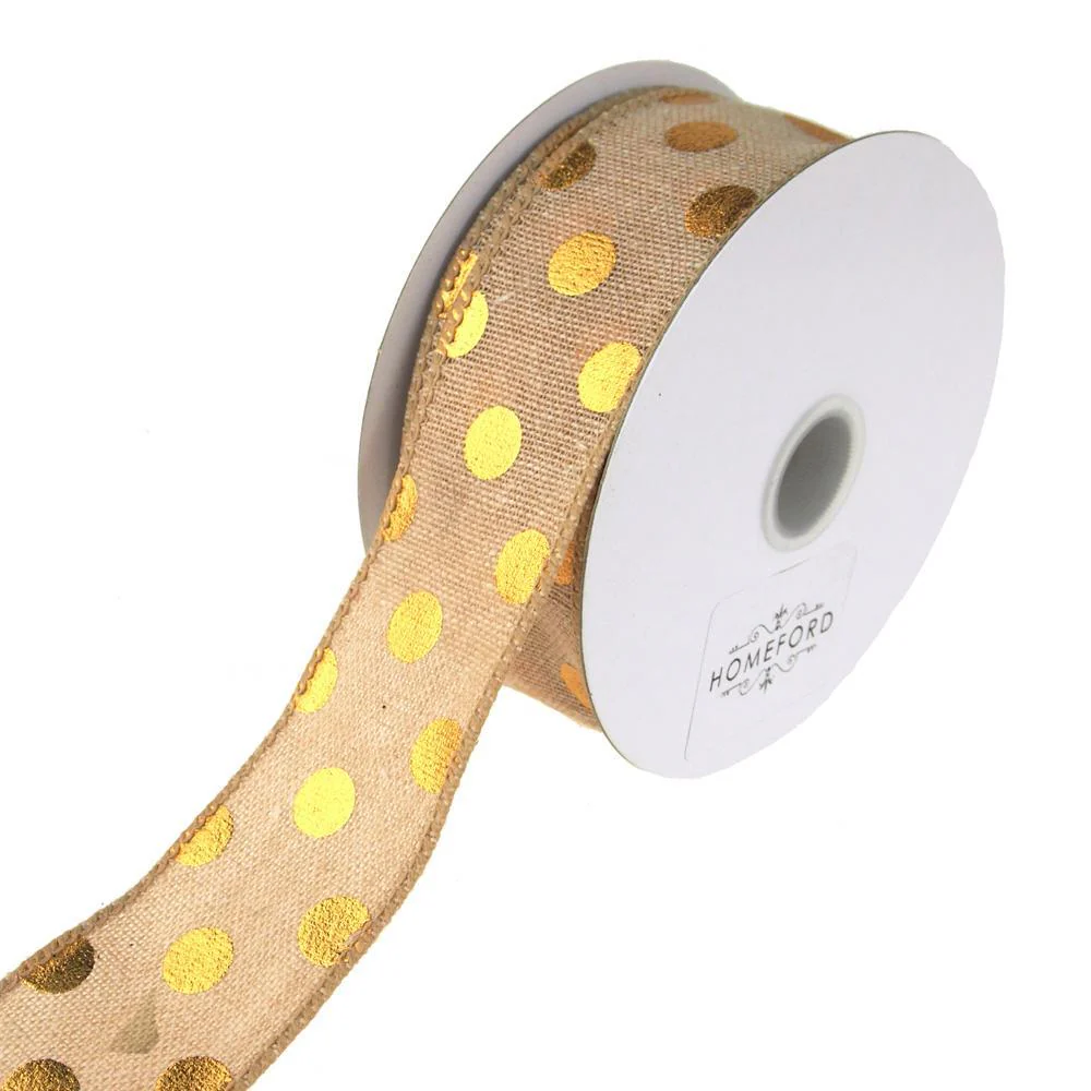Embossed Dots Soft Canvas Ribbon Wired Edge, 10 Yards - Image 2