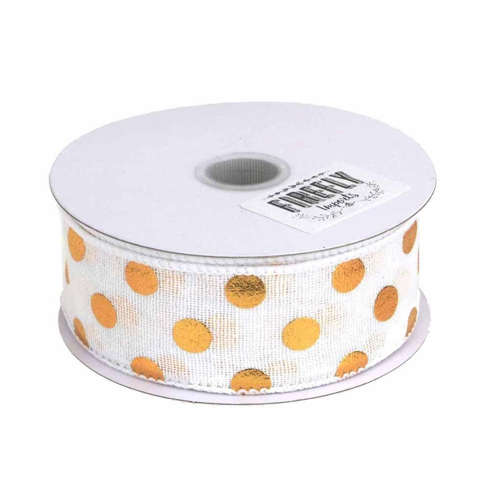 Embossed Dots Soft Canvas Ribbon Wired Edge, 10 Yards - Image 3