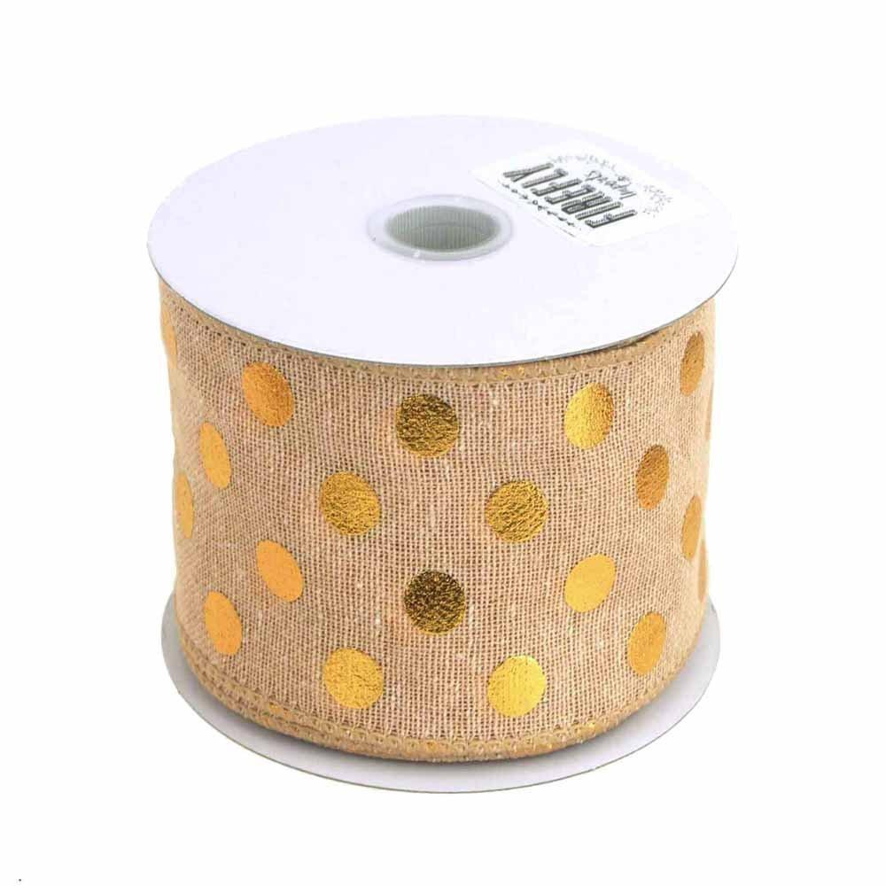 Embossed Dots Soft Canvas Ribbon Wired Edge, 10 Yards - Image 4