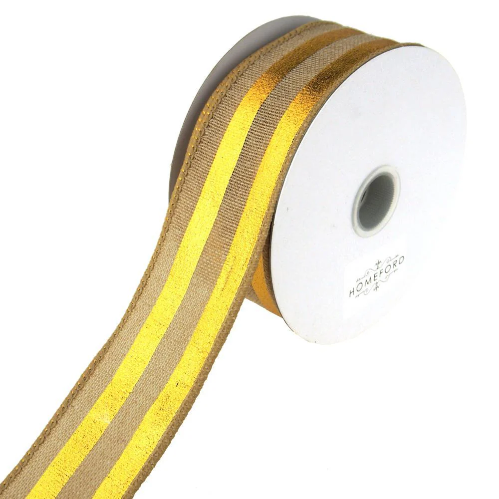 Embossed Stripes Soft Canvas Ribbon Wired Edge, 10 Yards - Image 2