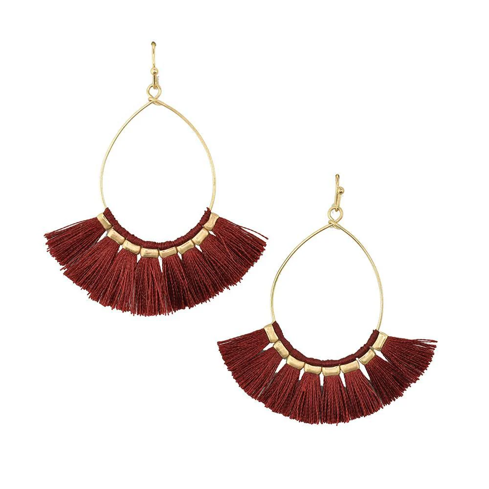 Fan Tear Drop Dangle Earrings, 2-Inch - Image 2
