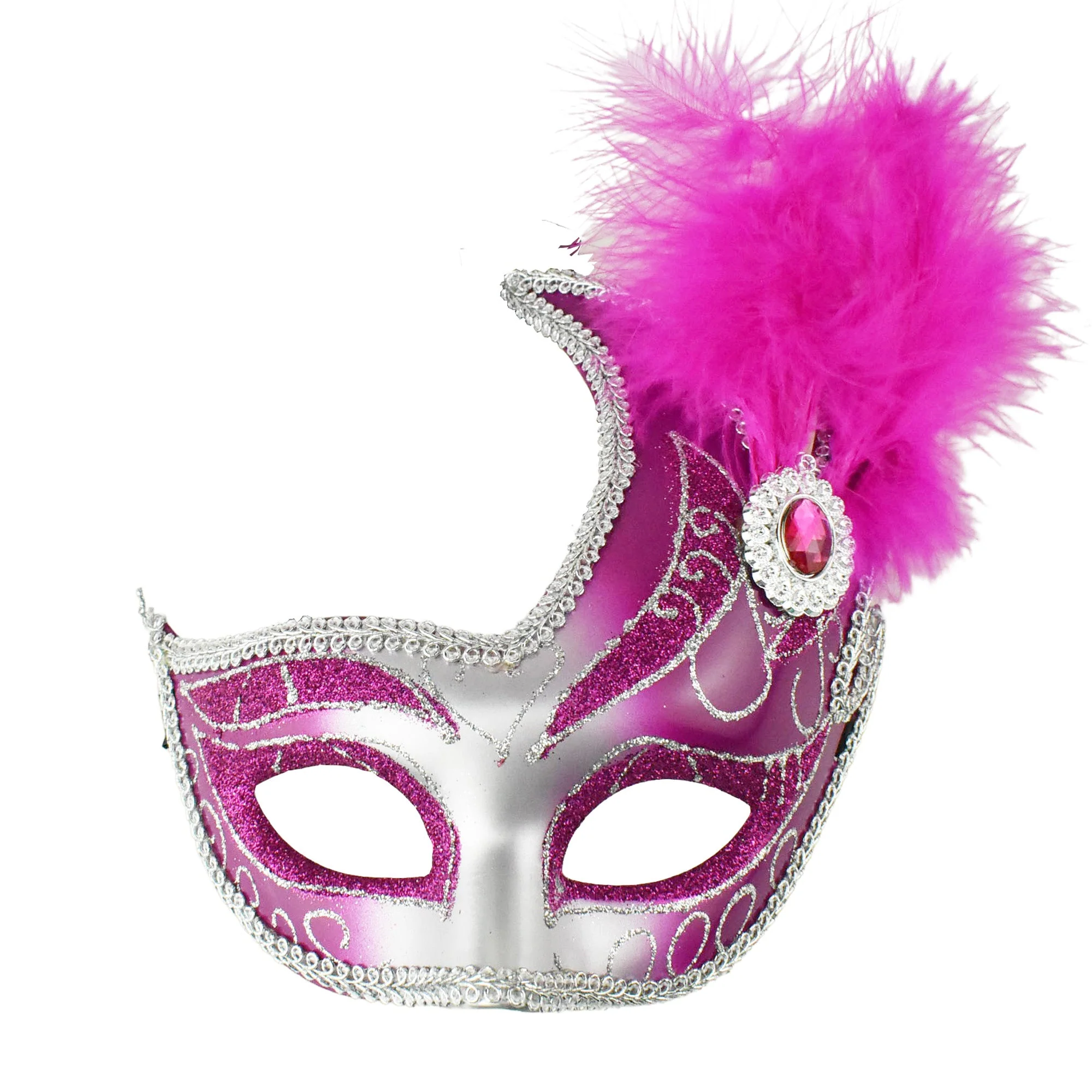Fancy Feather and Gemstone Accent Mask, 10-1/4-Inch x 6-3/4-Inch - Image 4