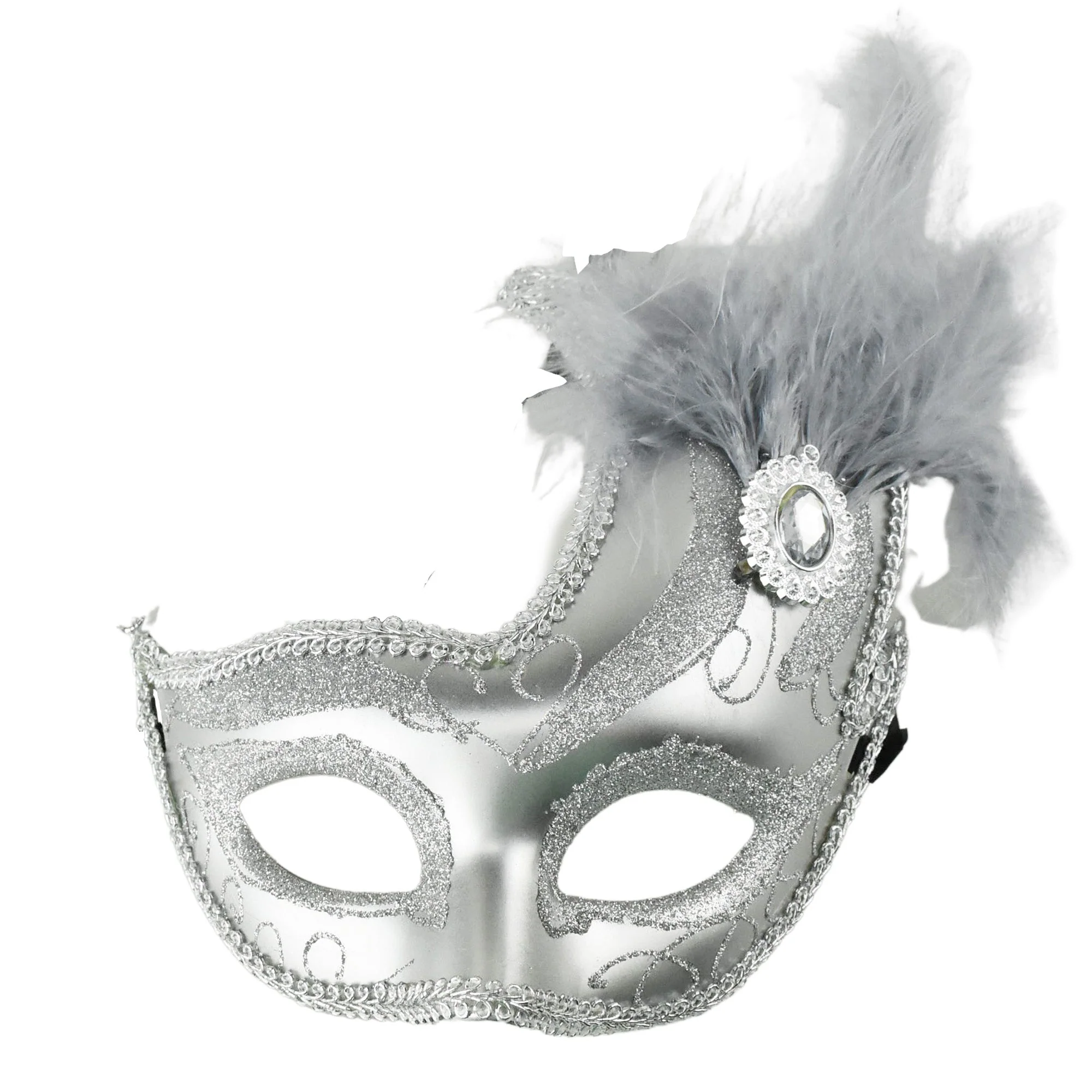 Fancy Feather and Gemstone Accent Mask, 10-1/4-Inch x 6-3/4-Inch - Image 8