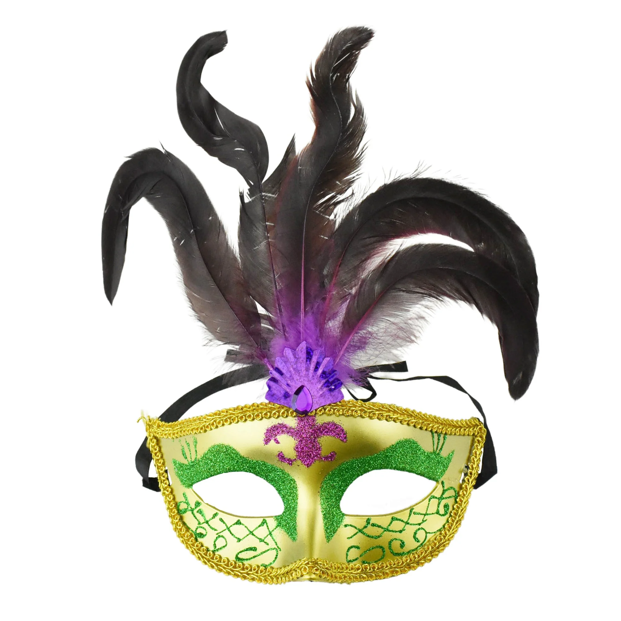 Fancy Feather Masquerade Mask, 7-Inch x 3-1/4-Inch - Image 5