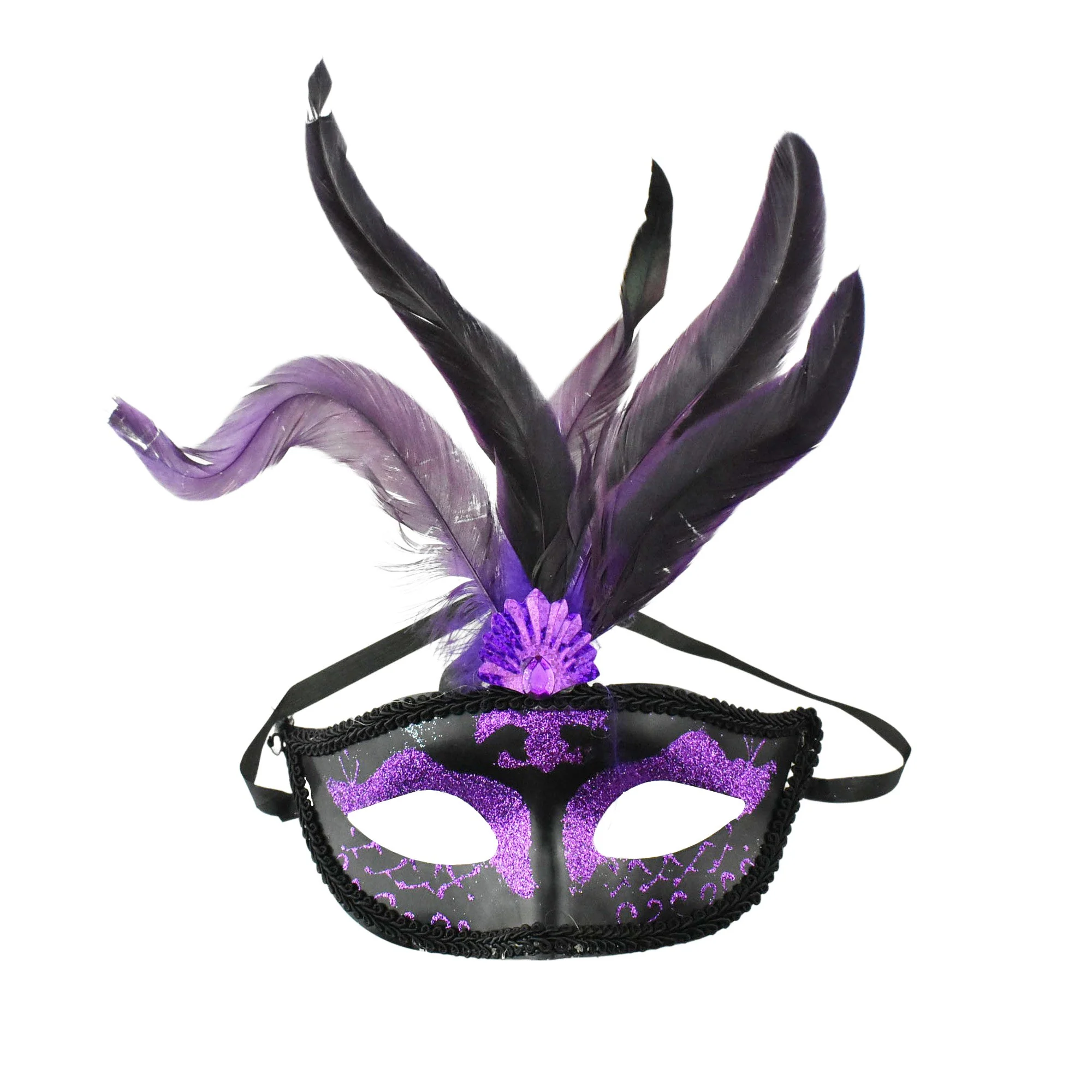 Fancy Feather Masquerade Mask, 7-Inch x 3-1/4-Inch - Image 6