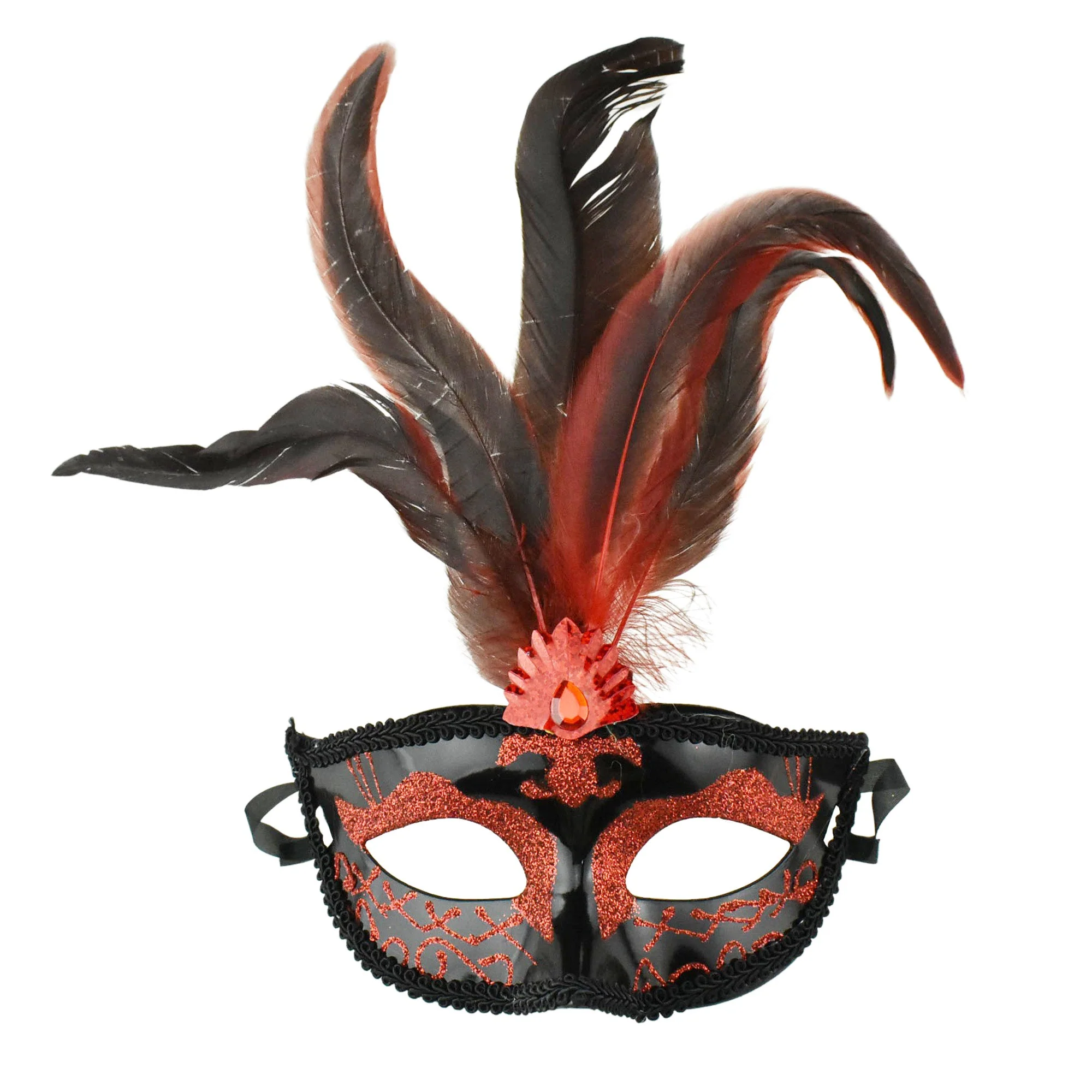 Fancy Feather Masquerade Mask, 7-Inch x 3-1/4-Inch - Image 7