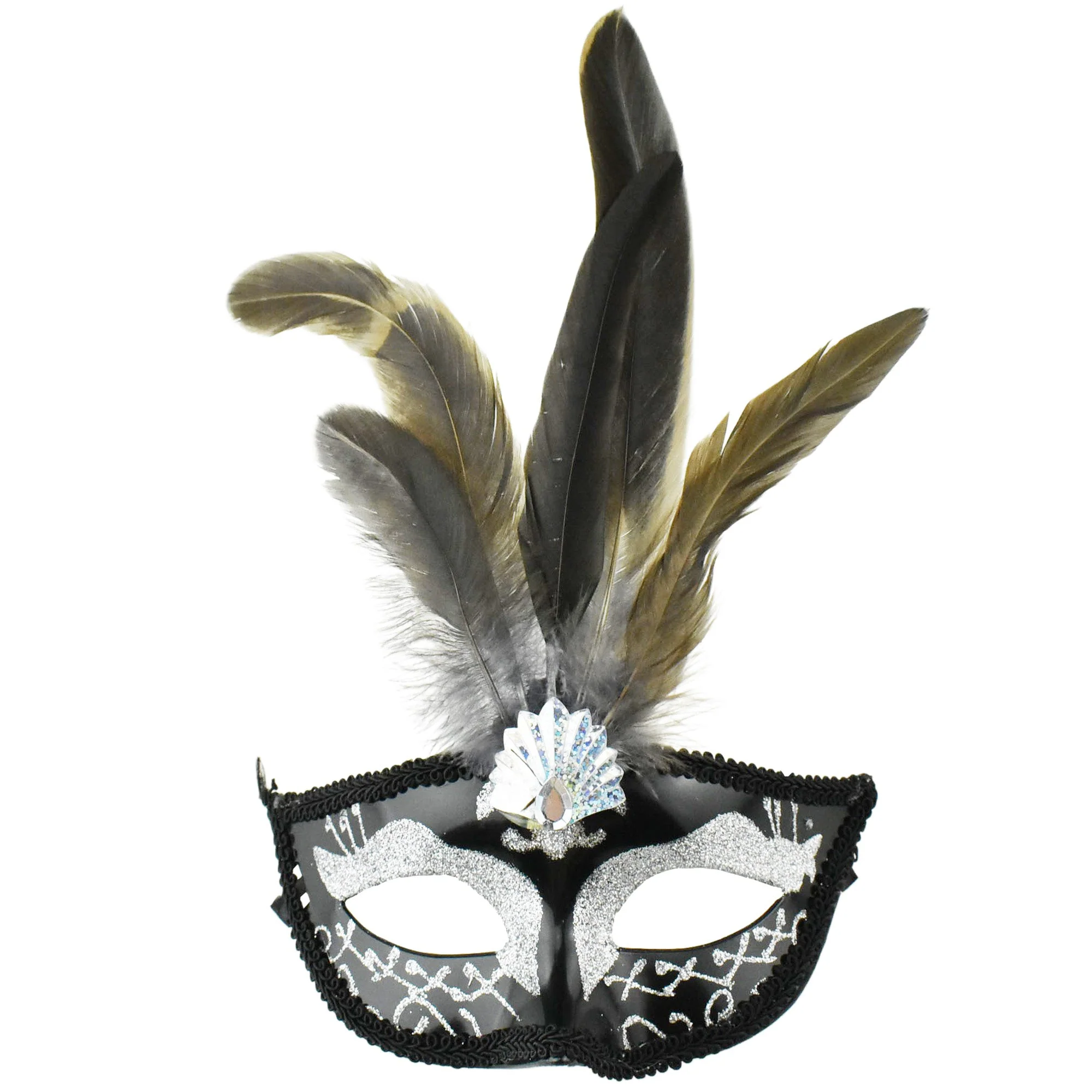 Fancy Feather Masquerade Mask, 7-Inch x 3-1/4-Inch - Image 8