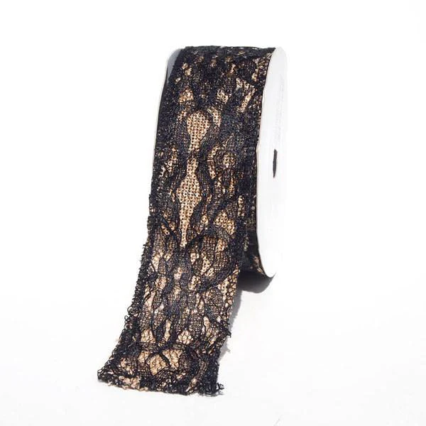 Faux Burlap Ribbon Lace Overlay, 1-1/2-inch, 10-yard - Image 2