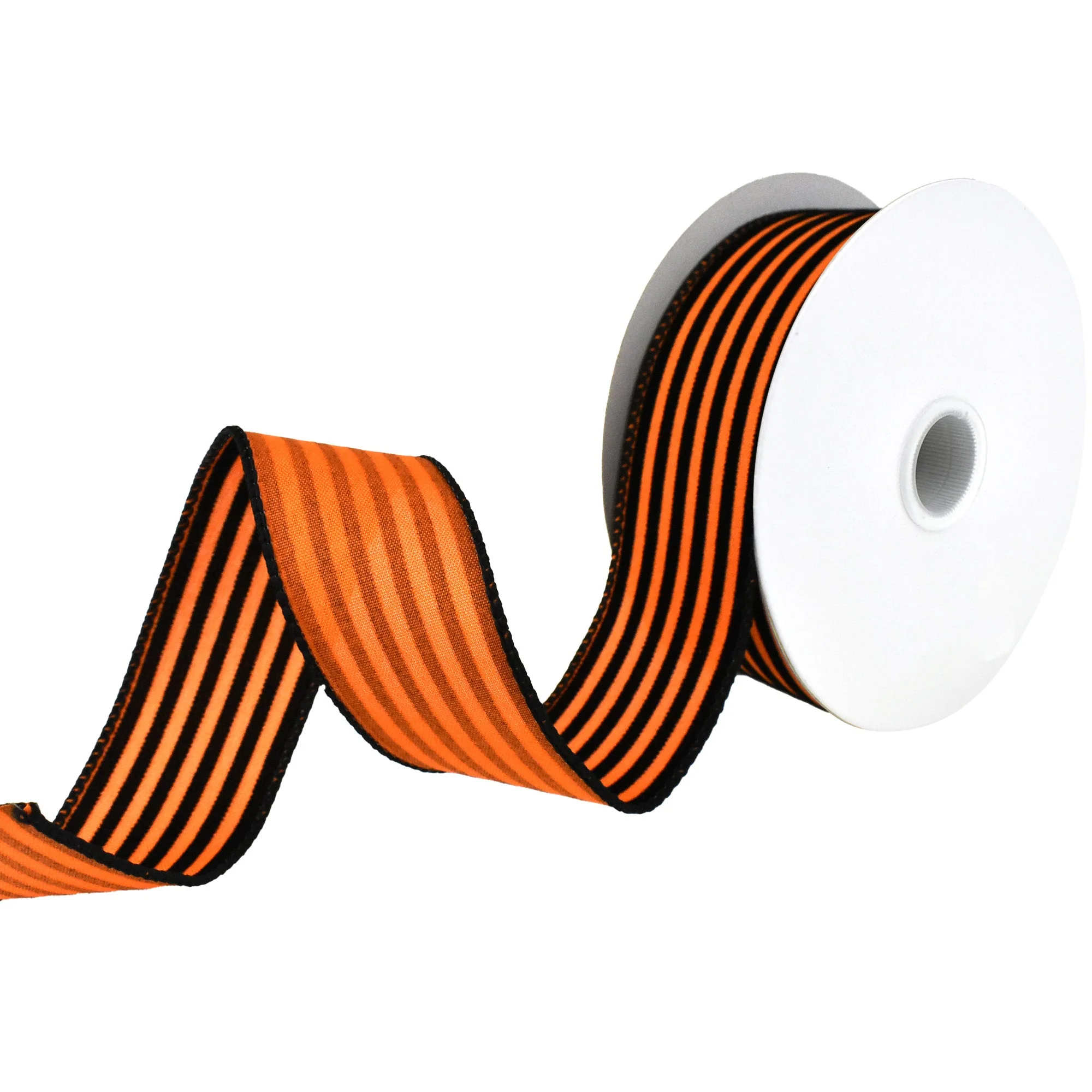 Flocked Halloween Cabana Stripes Wired Ribbon, 1-1/2-Inch, 10-Yard - Image 3