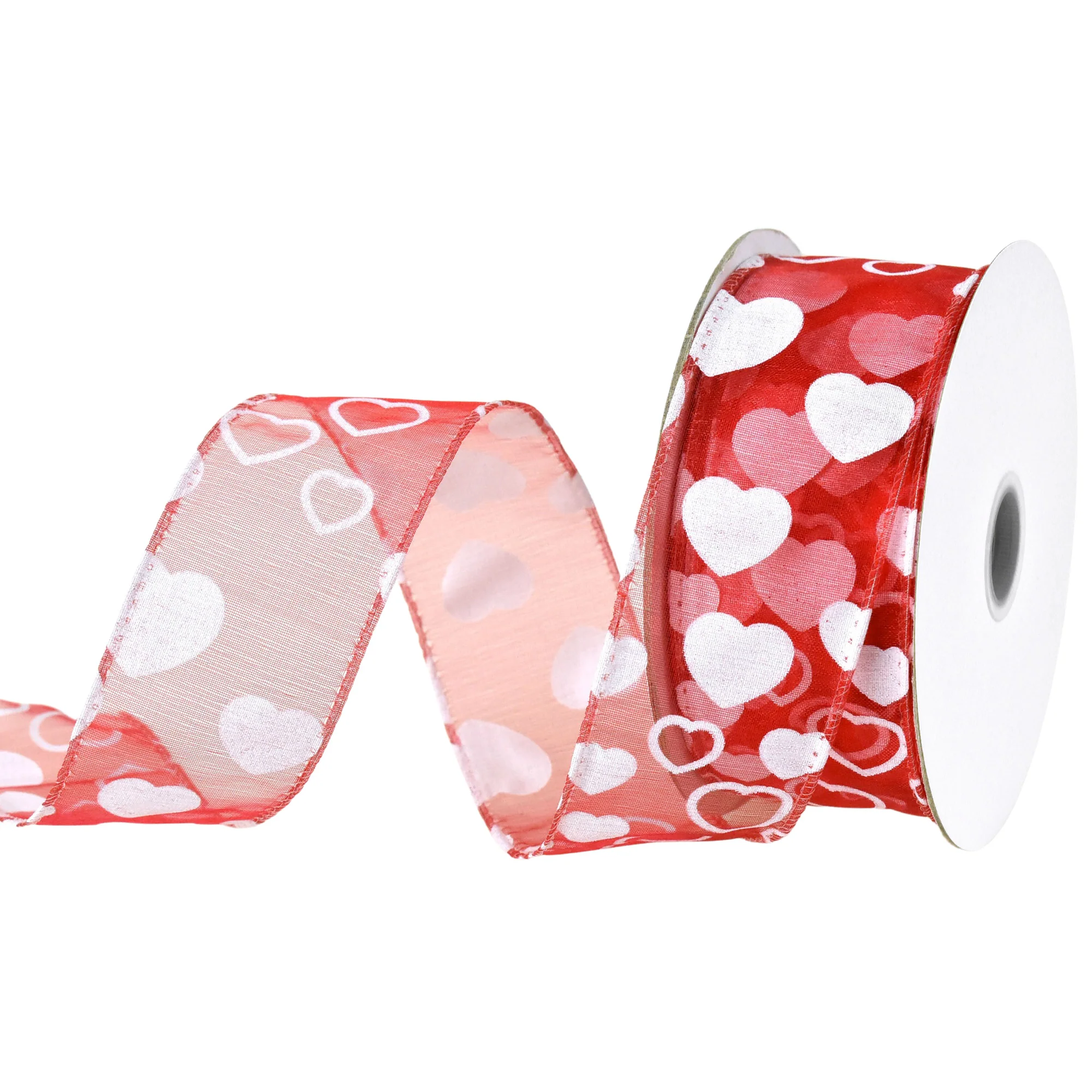 Flocked Heart Organza Ribbon Wired Edge, 1-1/2-inch, 25-yard - Image 5