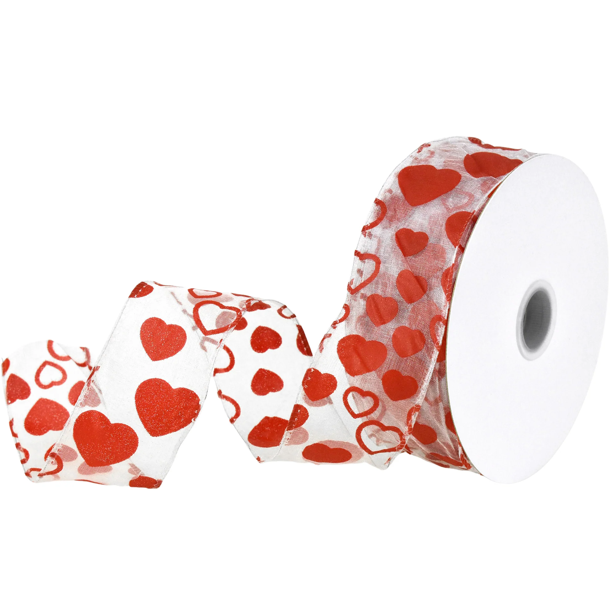 Flocked Heart Organza Ribbon Wired Edge, 1-1/2-inch, 25-yard - Image 9