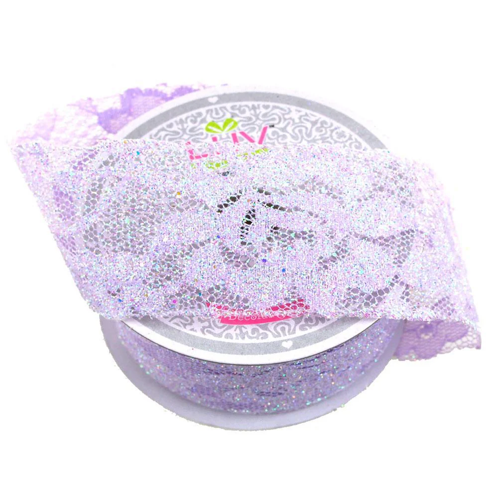 Floral Lace Trim Ribbon with Glitters, 2-Inch, 10 Yards - Image 5