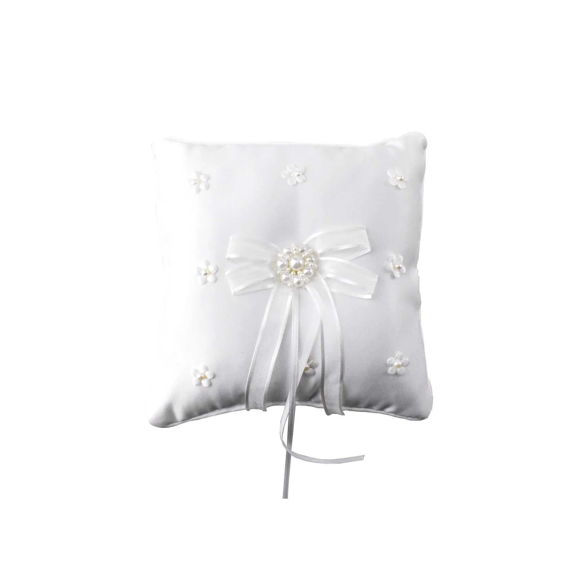 Floral Pearl Ribbon Lace Wedding Pillow, 6-1/2-Inch - Image 3