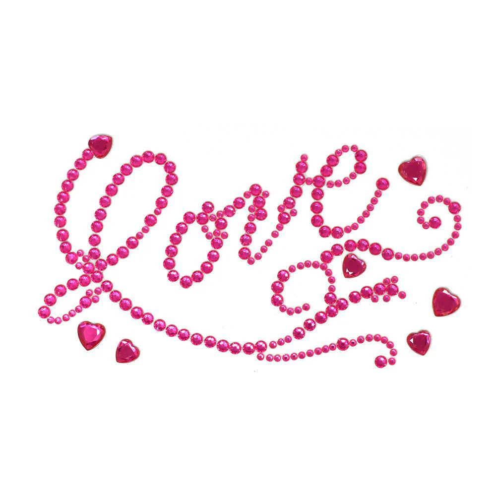 Flourished 'Love' Script and Hearts Rhinestone Stickers, 7-Inch, 6-Piece - Image 3