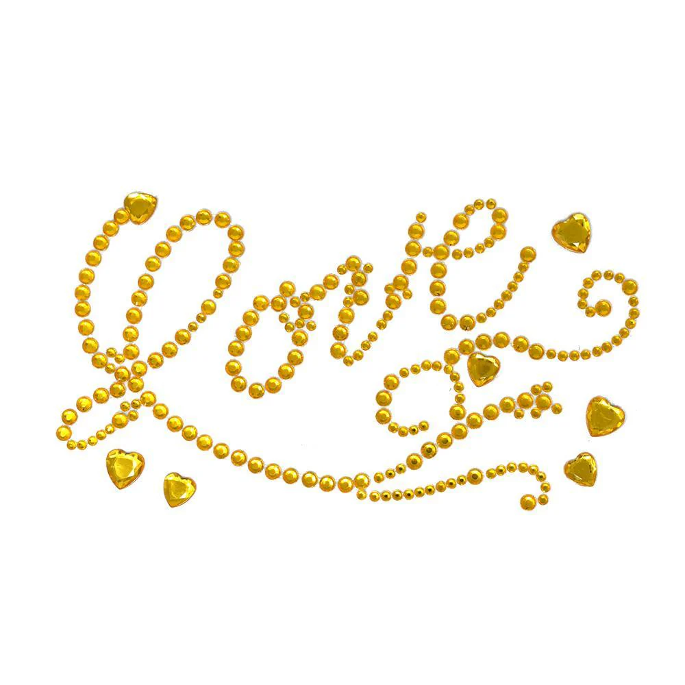 Flourished 'Love' Script and Hearts Rhinestone Stickers, 7-Inch, 6-Piece - Image 4