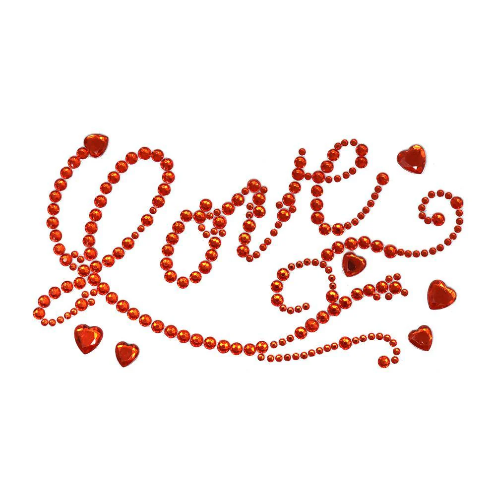 Flourished 'Love' Script and Hearts Rhinestone Stickers, 7-Inch, 6-Piece - Image 5