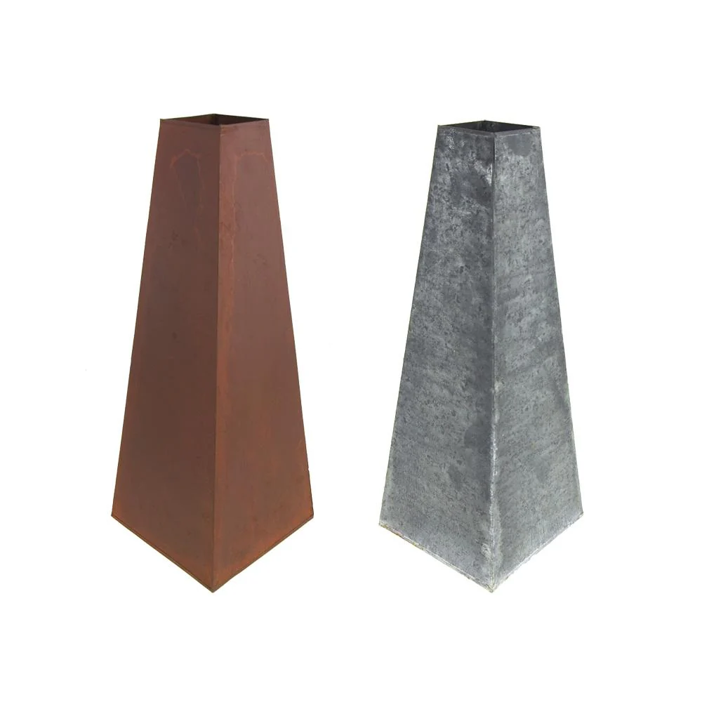 Metal Flower Trapezoid Vase, 16-inch