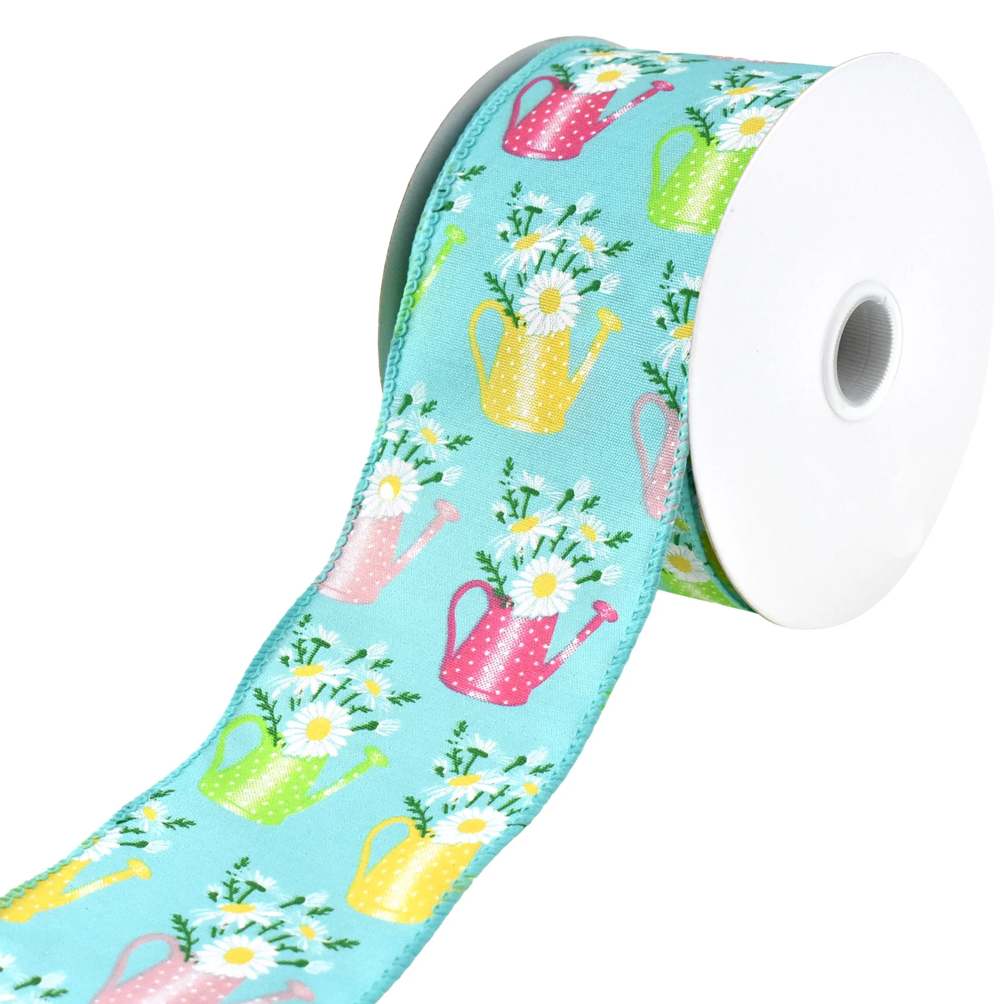 Flowers and Watering Cans Satin Wired Ribbon, 2-1/2-Inch, 10-Yard - Image 3