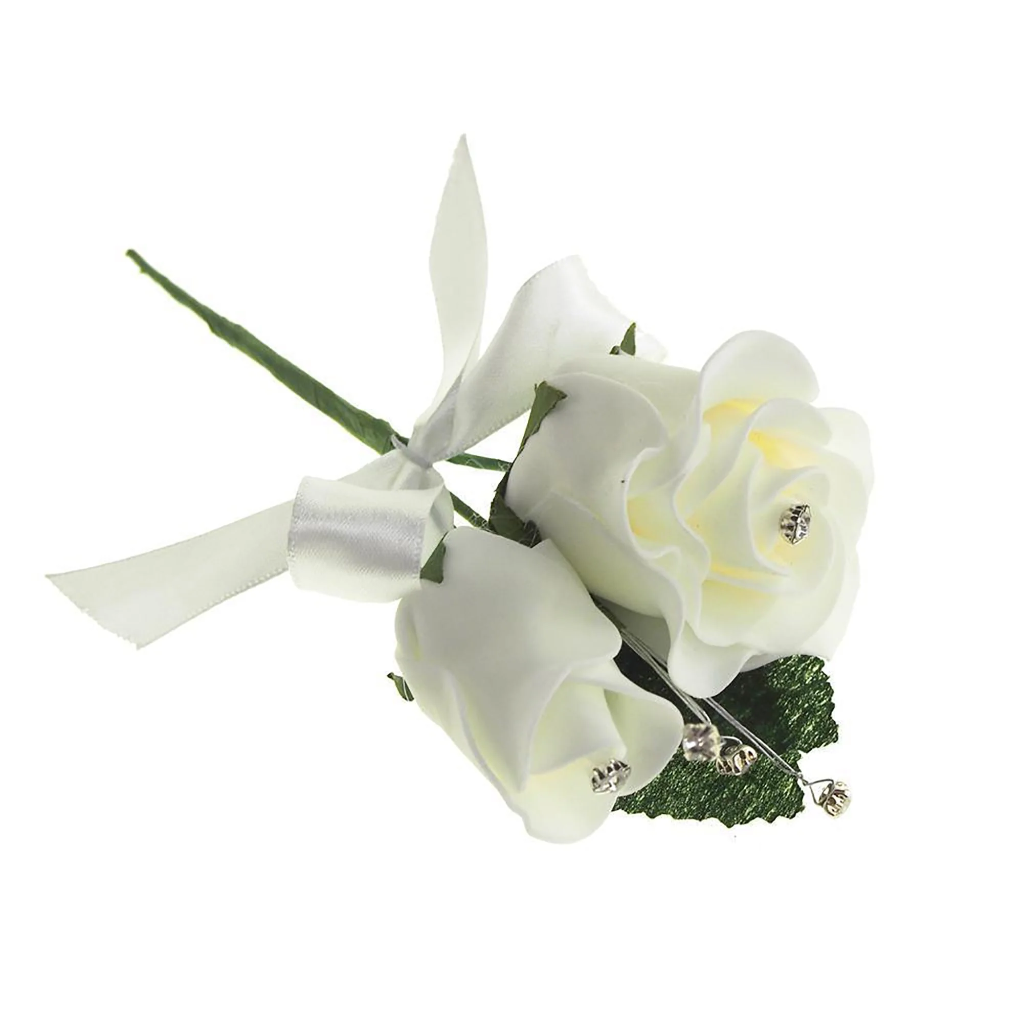 Foam Rose Flower with Rhinestone, Ivory, 5-1/2-Inch, 12-Count - Image 2