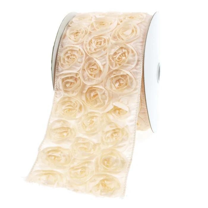 French Rosette Wired Ribbon, 4-inch, 5-yard - Image 2