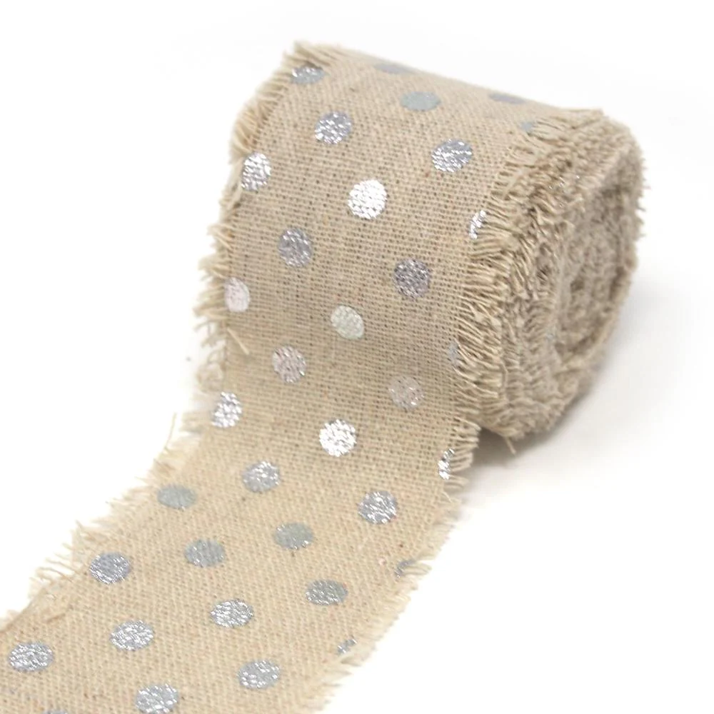 Fringed Linen Ribbon with Metallic Dots, 5-Yard - Image 6