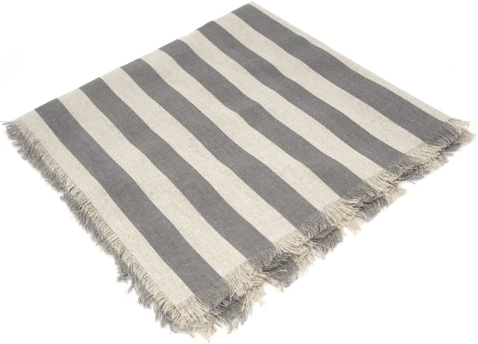 Fringed Linen Sheet w/Stripes, 19-1/2-inch x 19-1/2-inch - Image 2