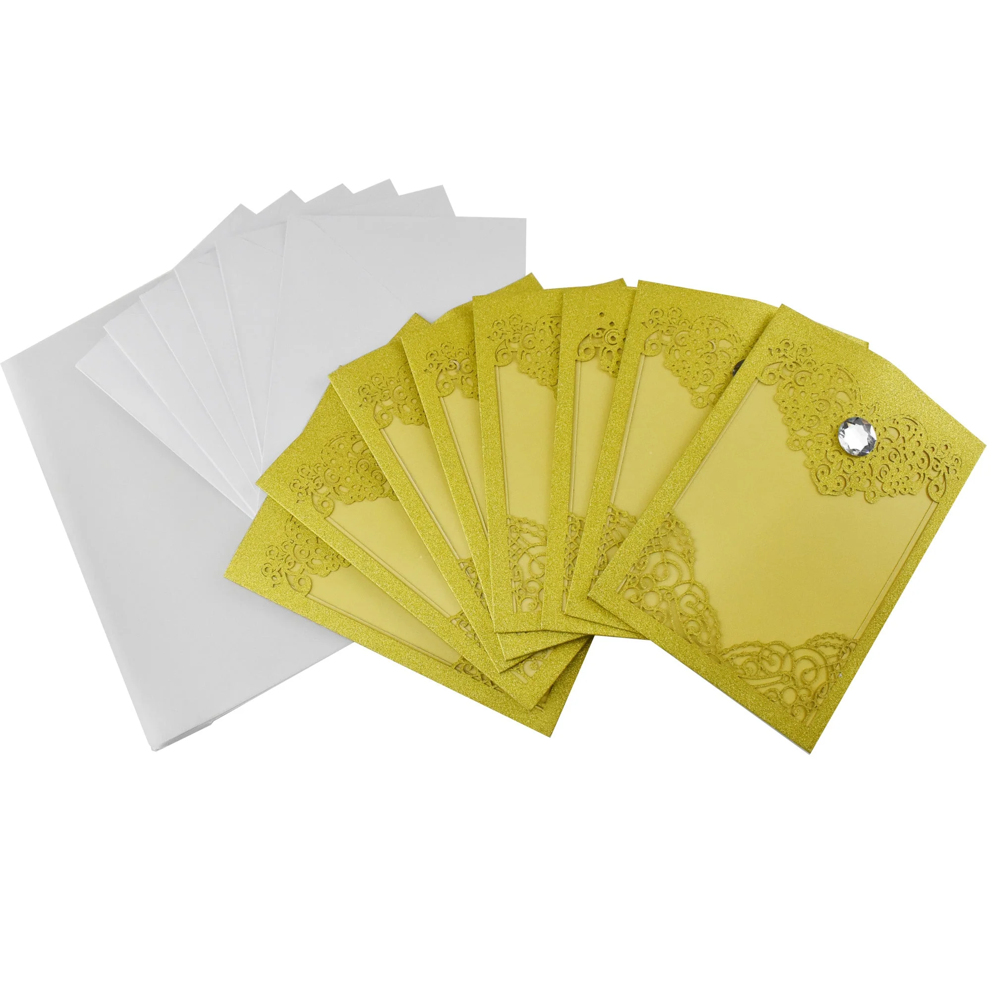 Gemstone Accent Laser Cut Blank Invitation, 6-3/4-Inch x 5-Inch - Image 2