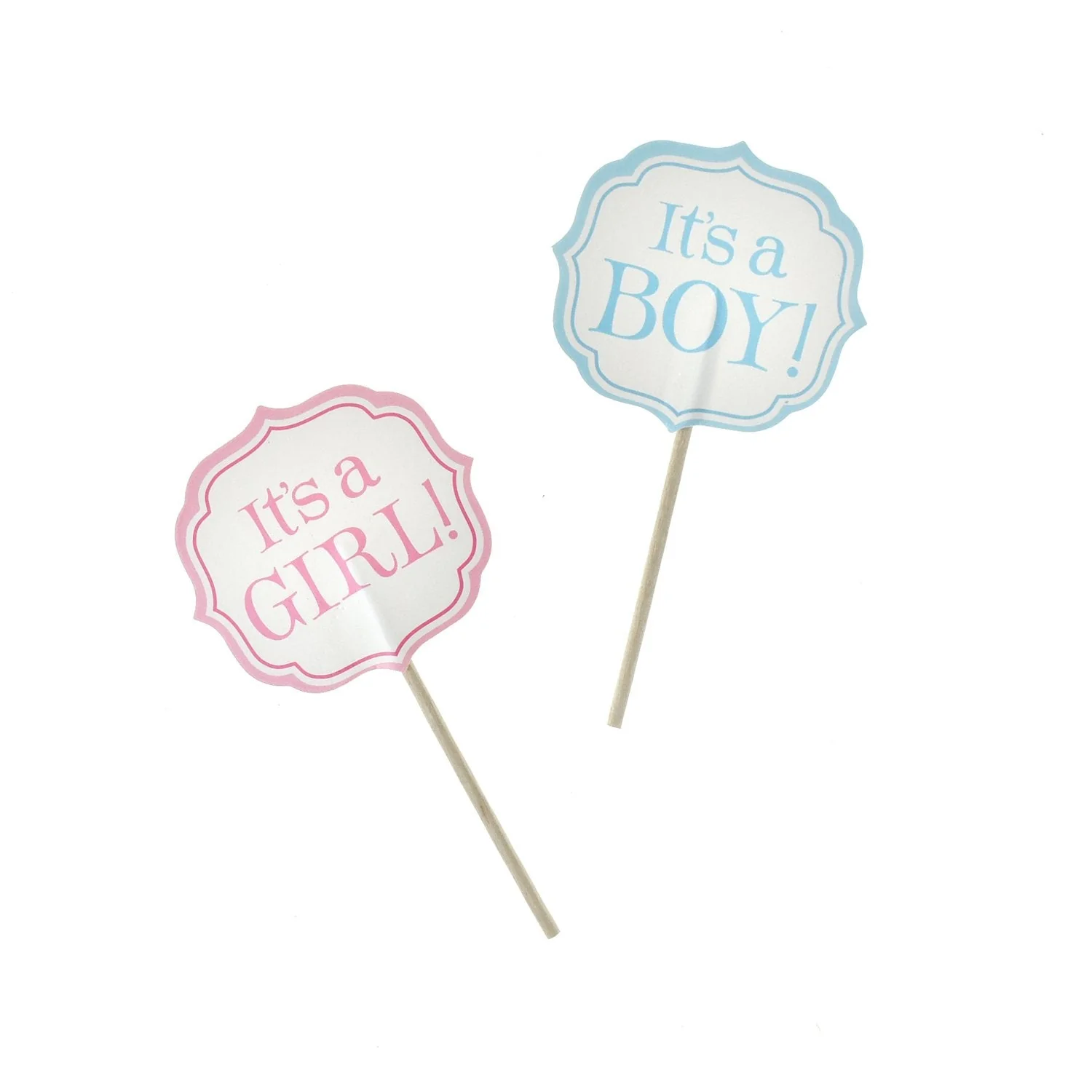 Gender Announcement Baby Shower Pick, 3-1/2-Inch, 12-Piece