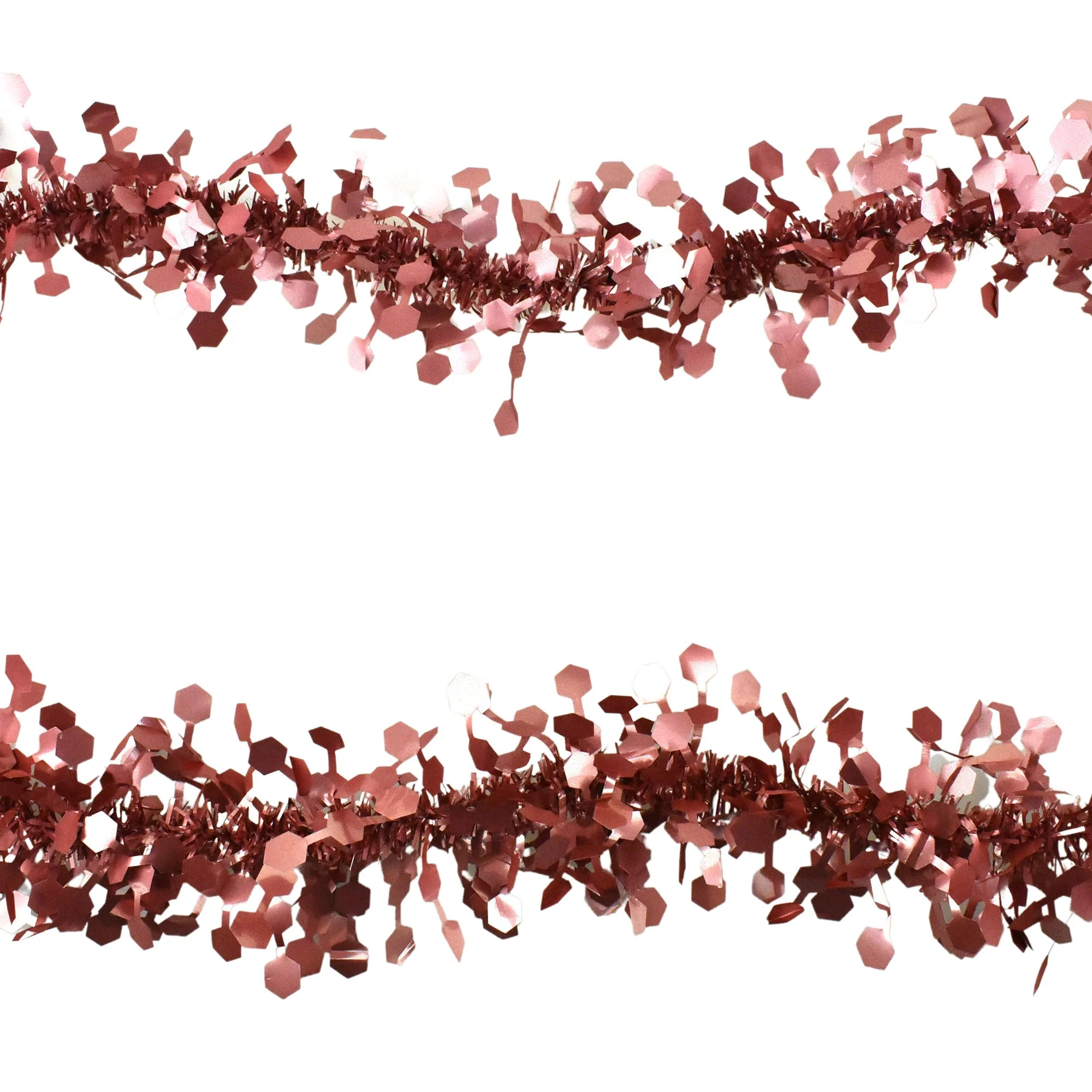 Geometric Tinsel Foil Garland, 6-1/2-Feet - Rose Gold - Image 3