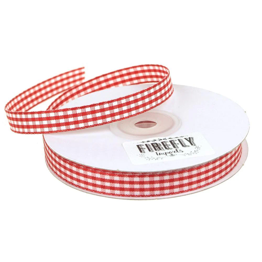 Gingham Checkered Plaid Polyester Ribbon, 3/8-inch, 25-yard - Image 5