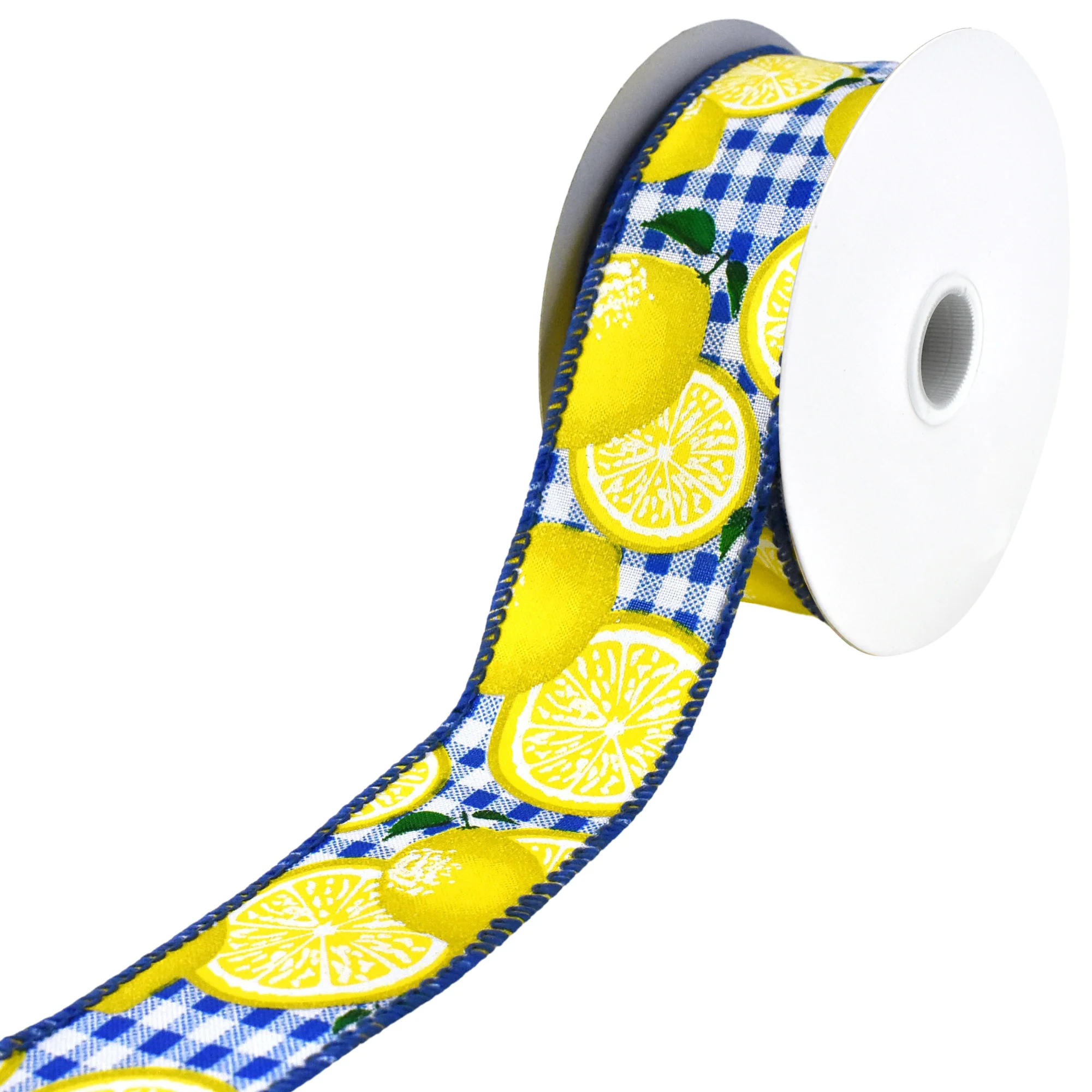 Gingham Printed Lemons Wired Ribbon, 10-yard - Image 6