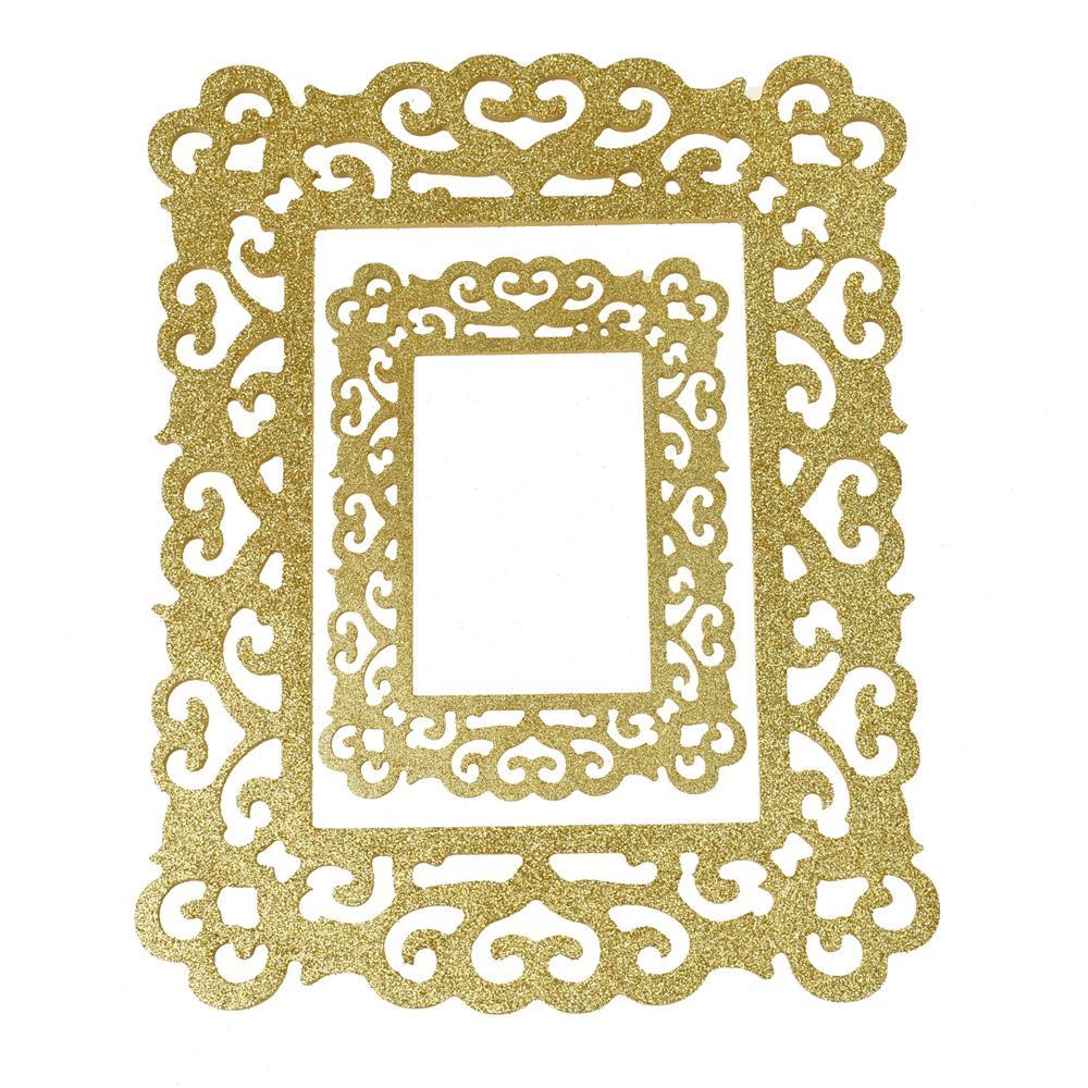 Glitter Antique Style Wooden Rectangle Frame Set, Assorted Sizes, 2-Piece - Image 2