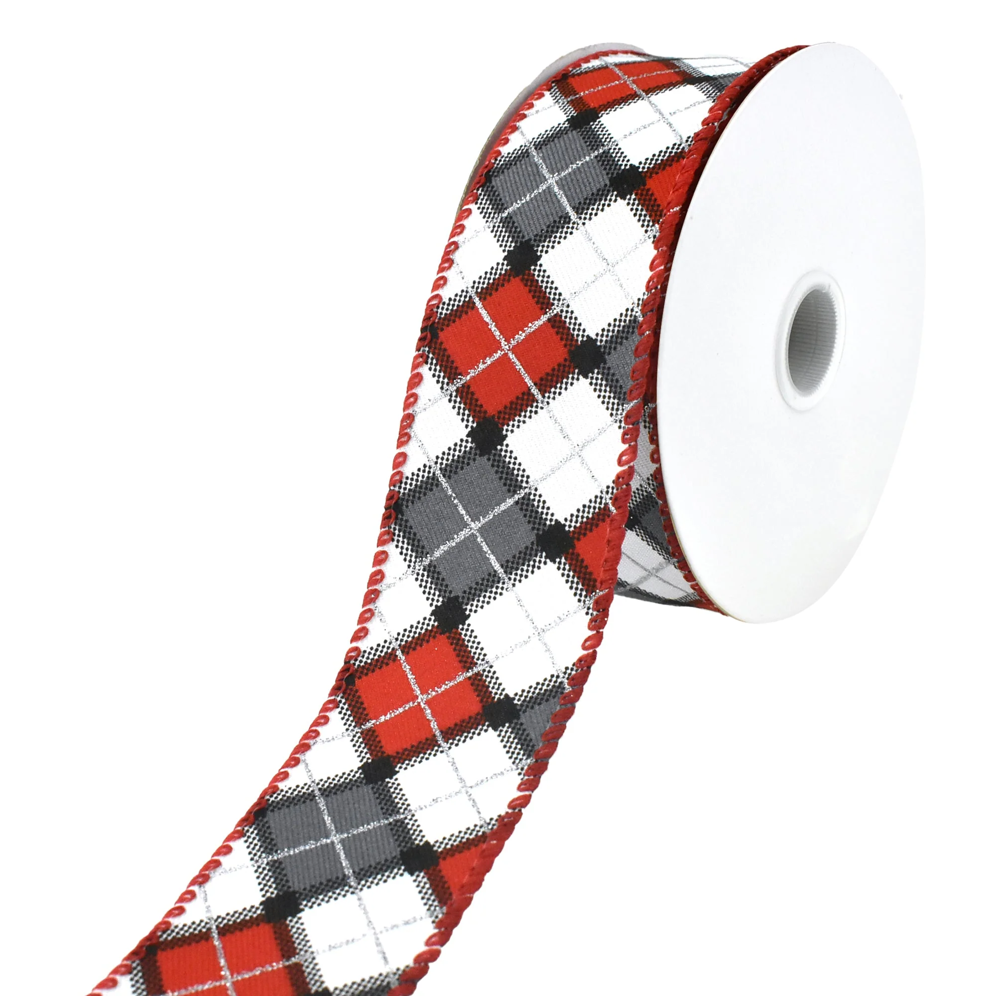 Glitter Christmas Claire Plaid Wired Ribbon, 1-1/2-Inch, 10-Yard - Image 4