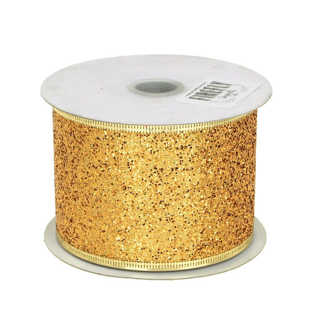 Glitter Christmas Ribbon Wired Edge, 2-1/2-Inch, 10 Yards - Image 3