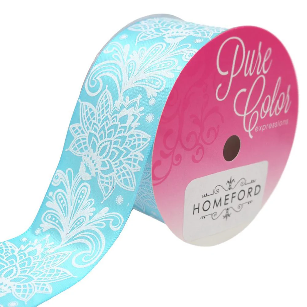 Glitter Floral Lace Satin Ribbon, 1-1/2-Inch, 3-Yard - Image 4